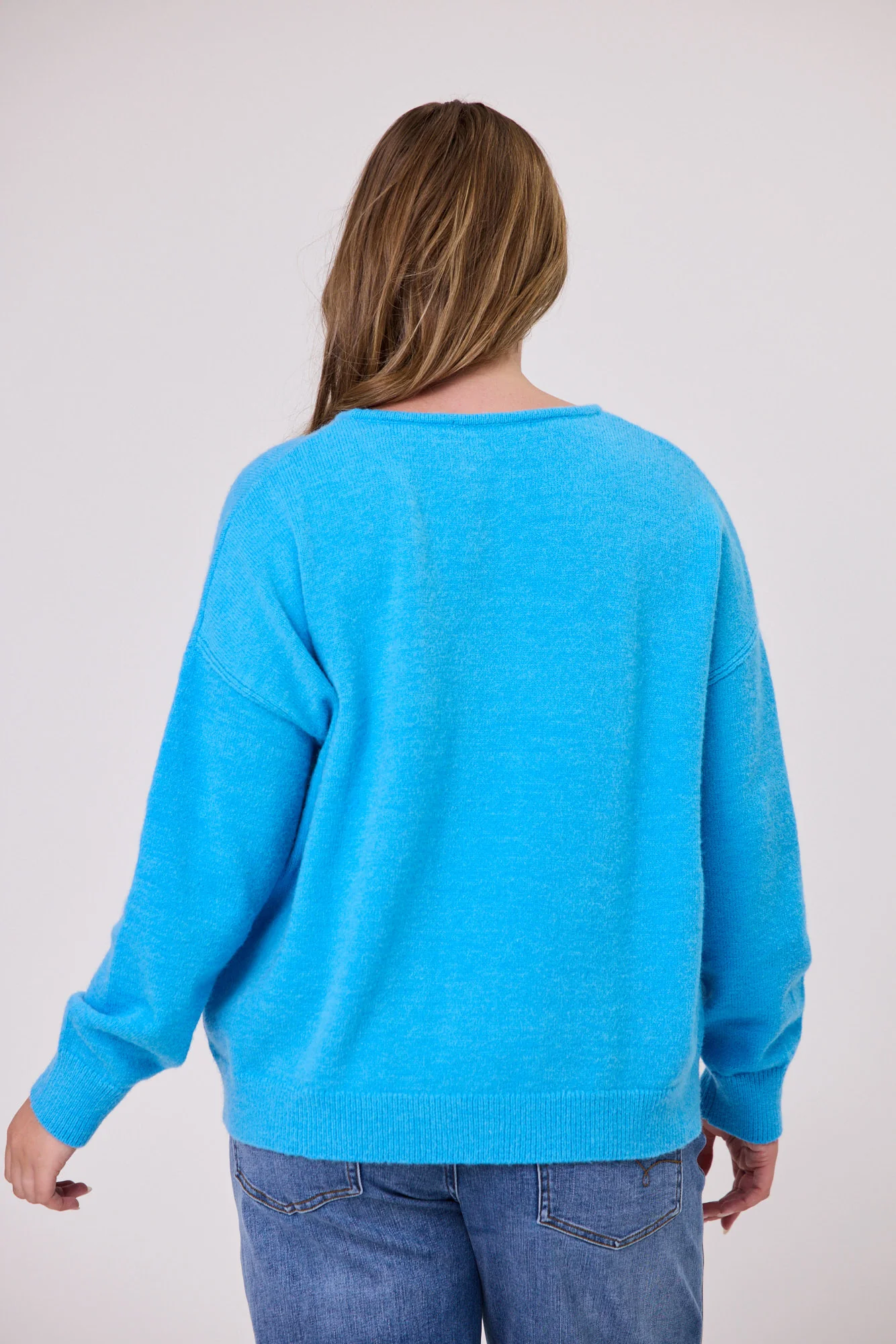 Sunday Boho Cleo V Neck Knit Vibrant Blue - Image 6