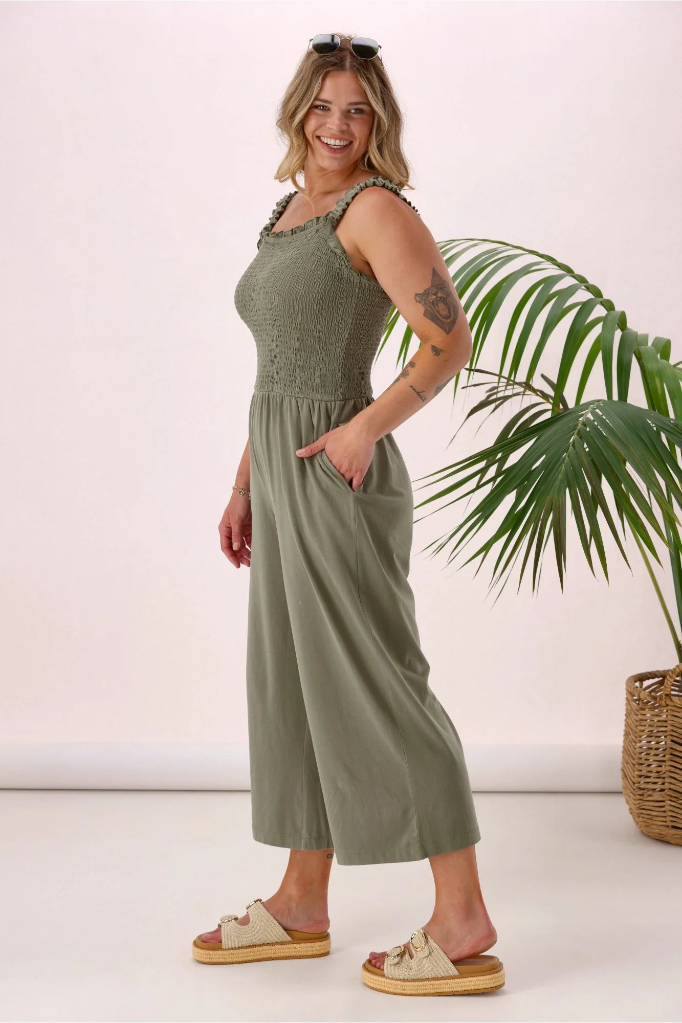 Sunday Boho Everyday Playsuit Khaki - Image 7