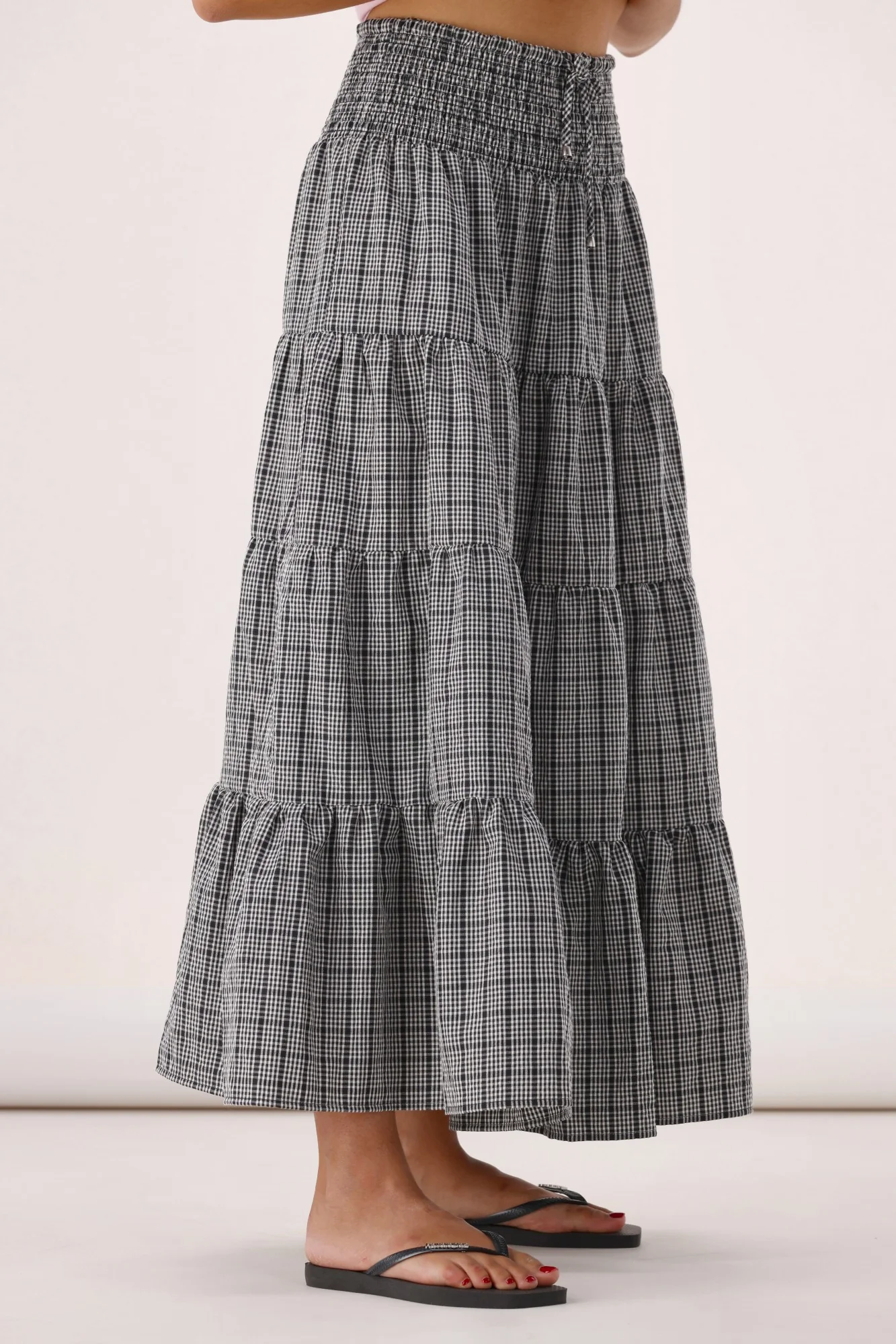 Sunday Boho India Skirt Black White Check - Image 5