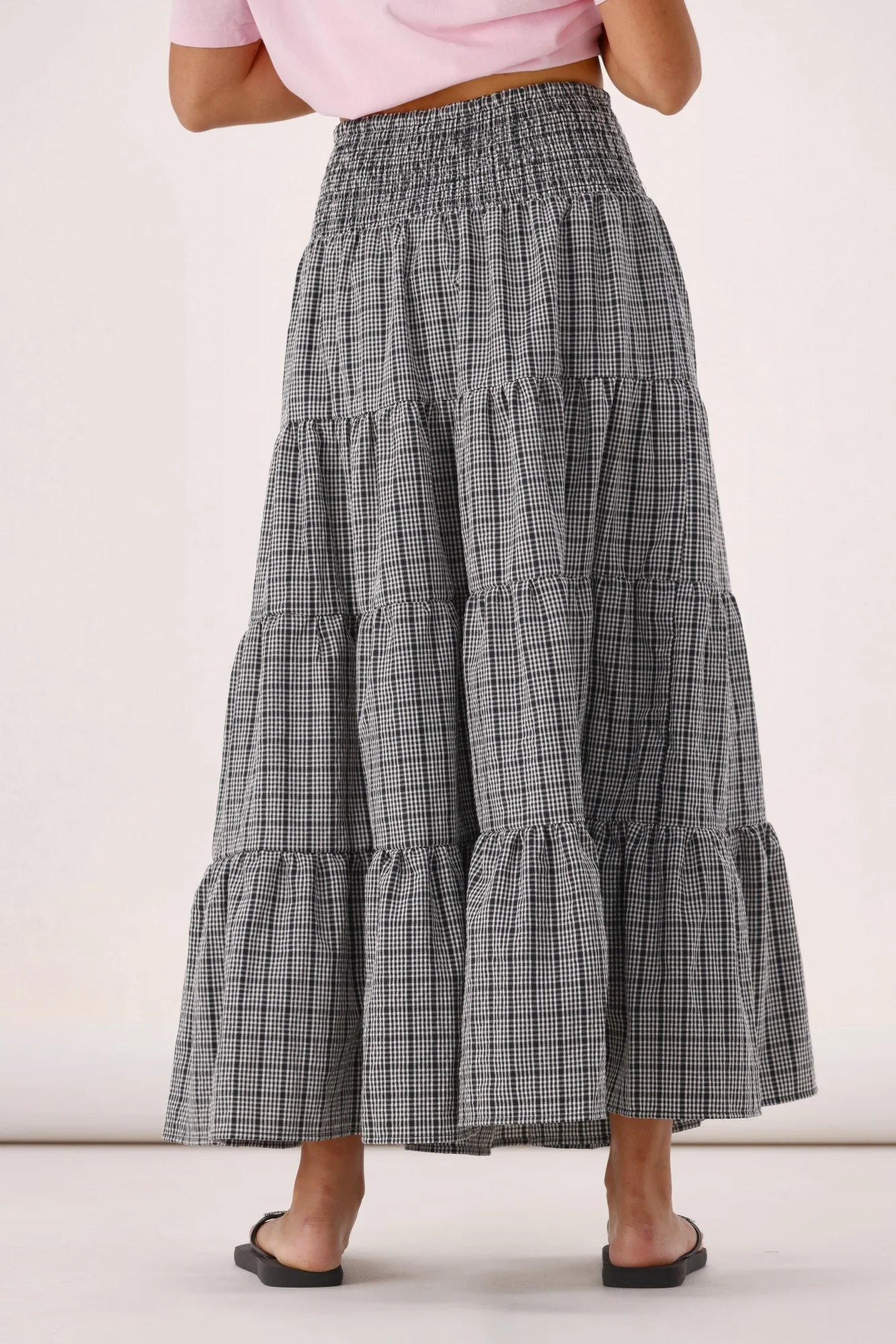 Sunday Boho India Skirt Black White Check - Image 6