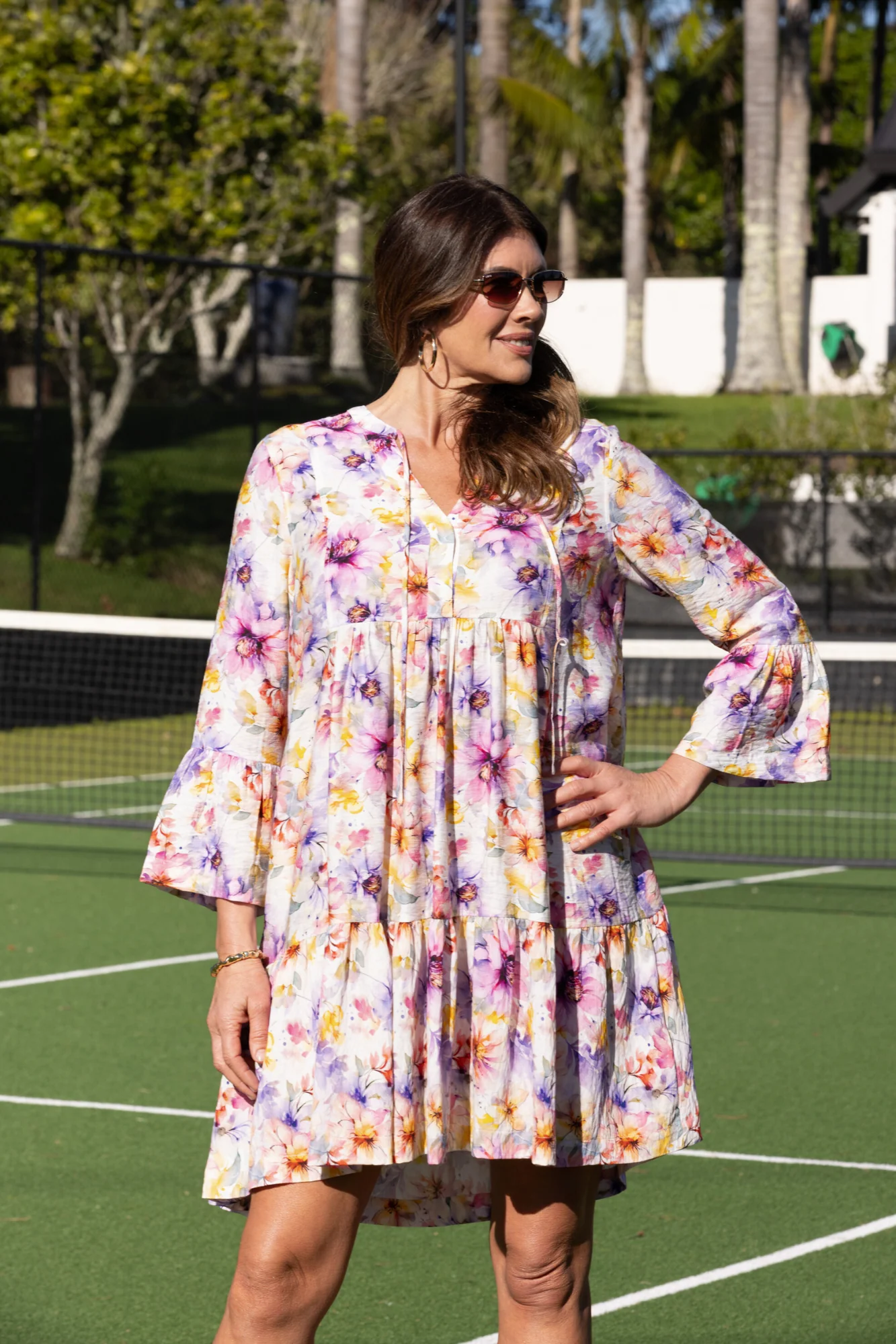 Sunday Boho Joelle Mini Dress Print Lilac Floral