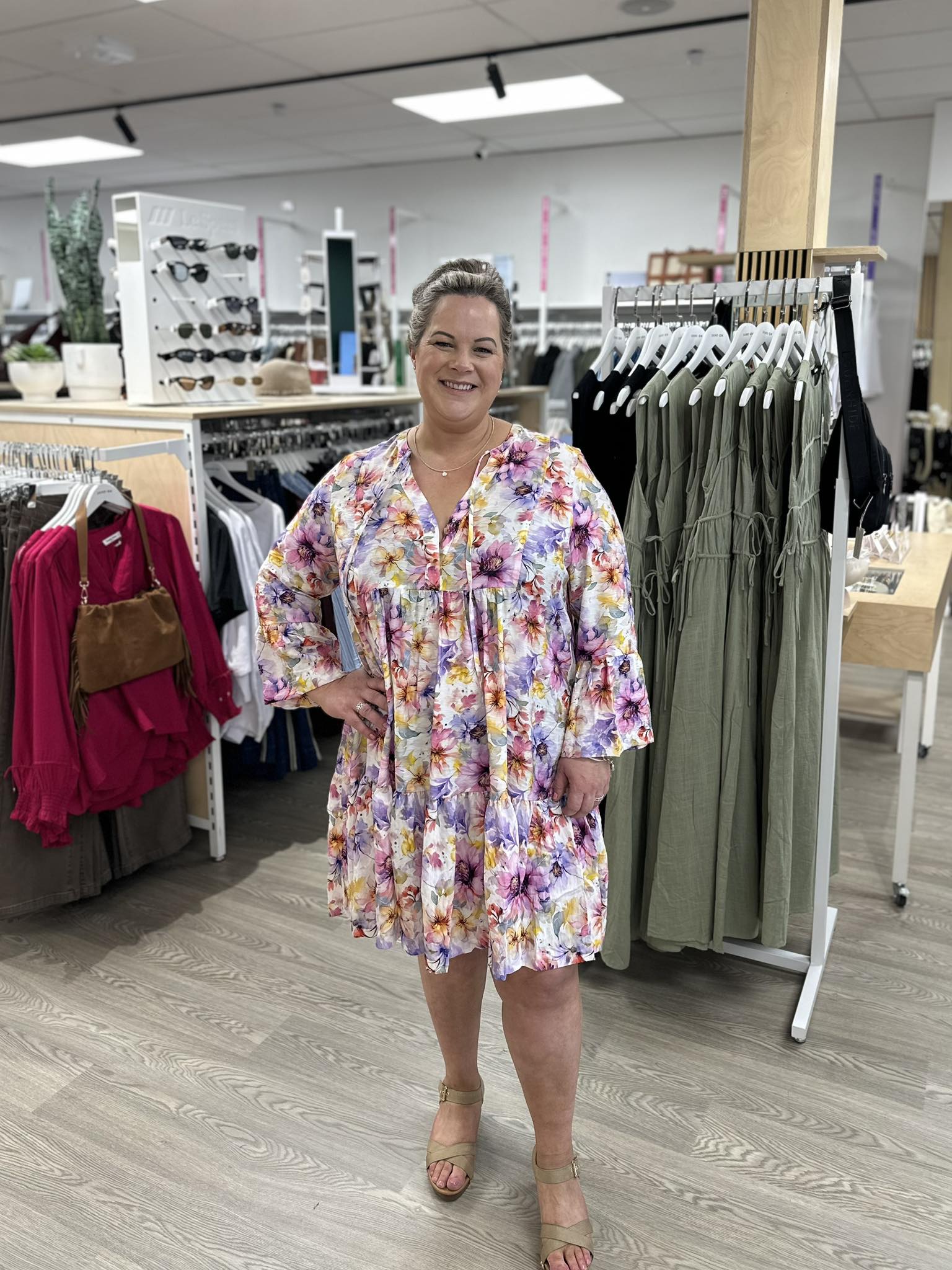 Sunday Boho Joelle Mini Dress Print Lilac Floral - Image 5
