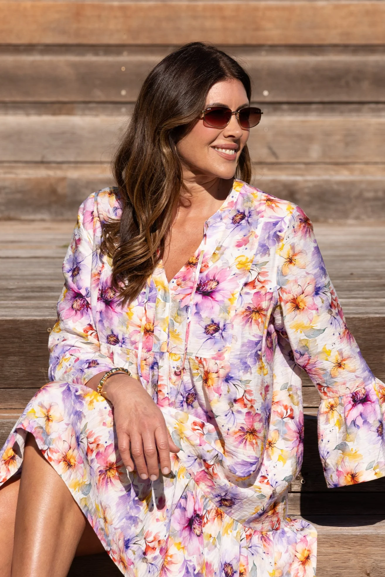 Sunday Boho Joelle Mini Dress Print Lilac Floral - Image 7