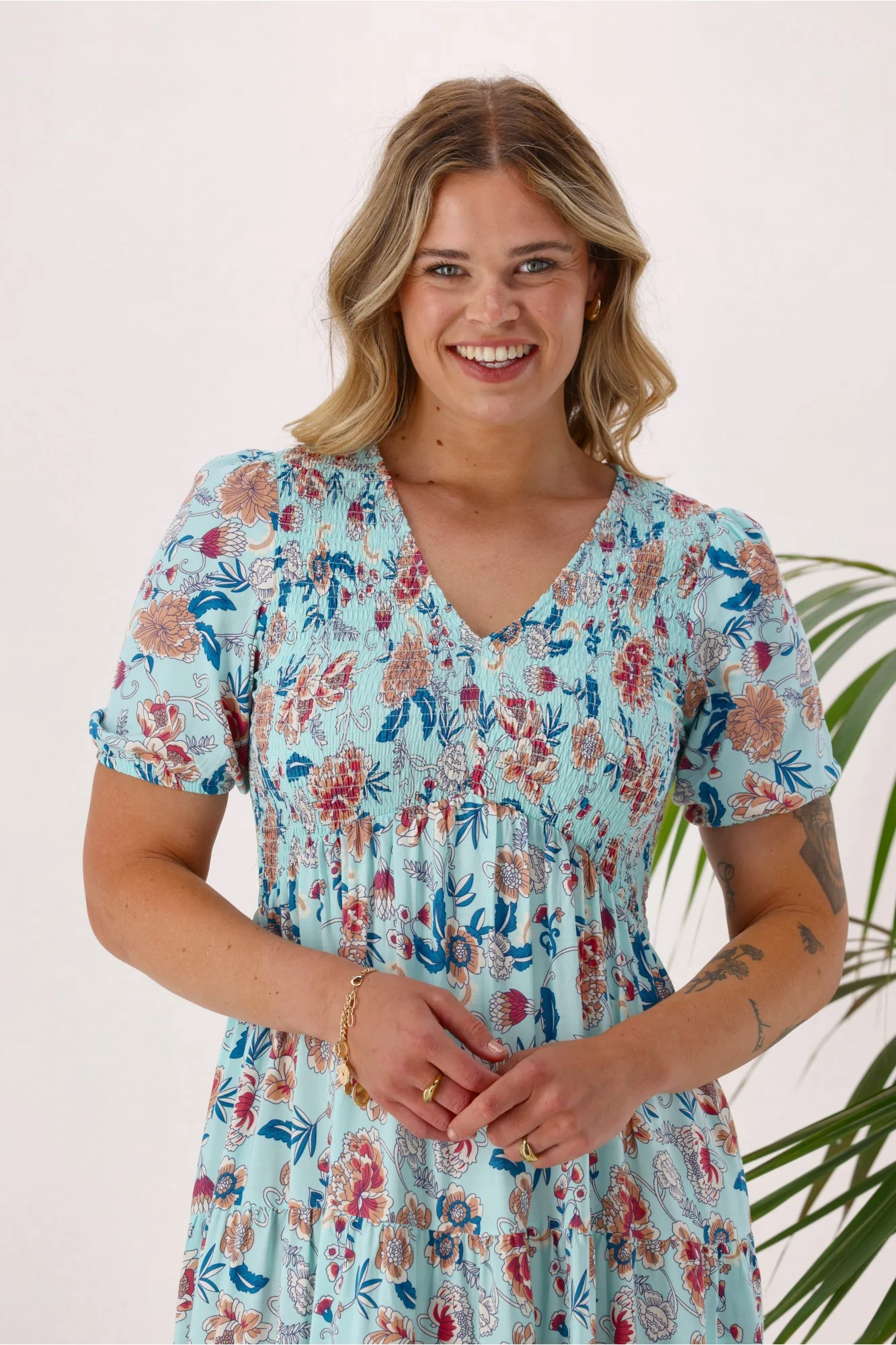 Sunday Boho Jordan Dress Blue Floral Print - Image 2