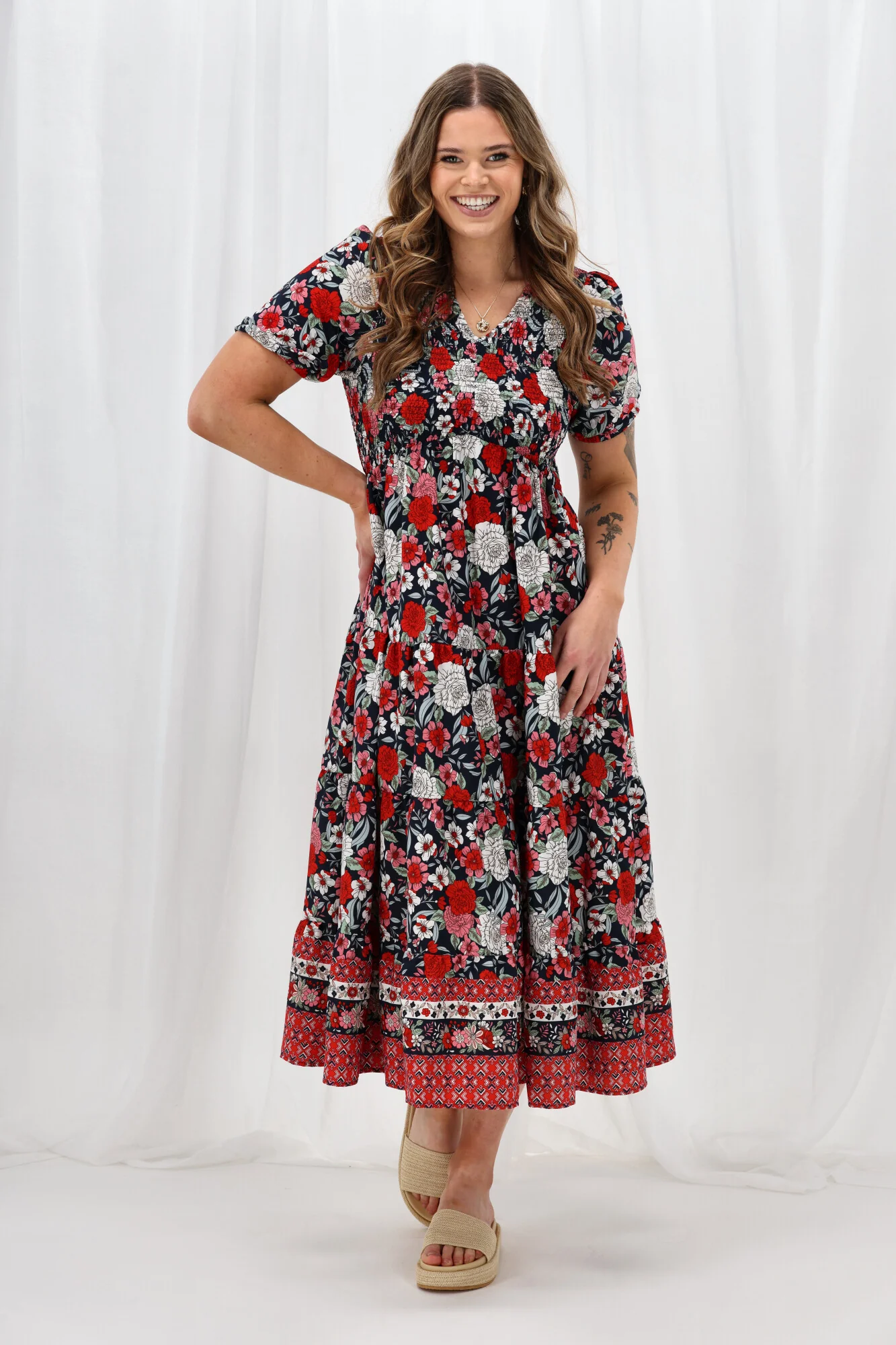 Sunday Boho Jordan Dress Navy Floral - Image 3