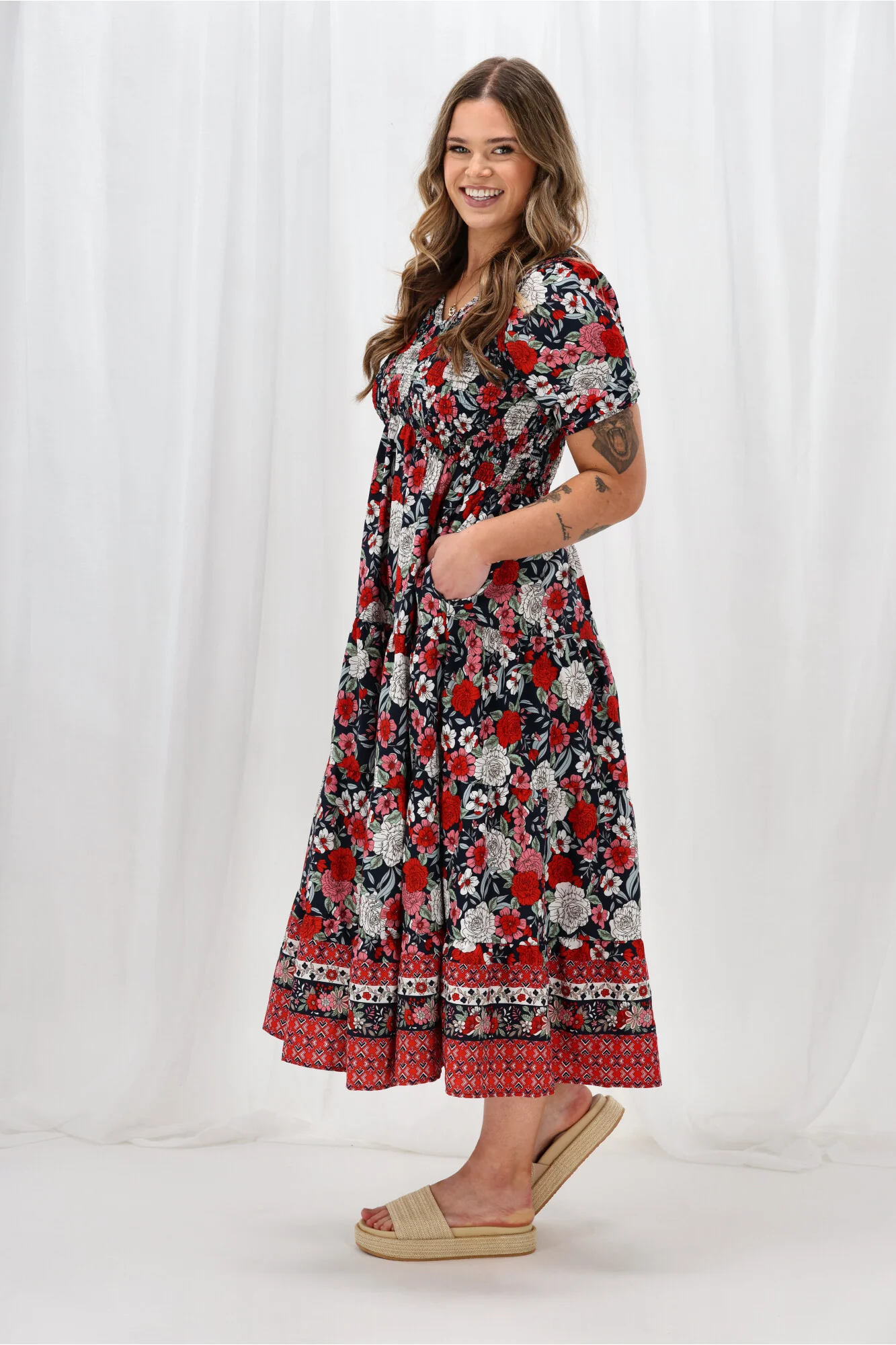 Sunday Boho Jordan Dress Navy Floral - Image 7