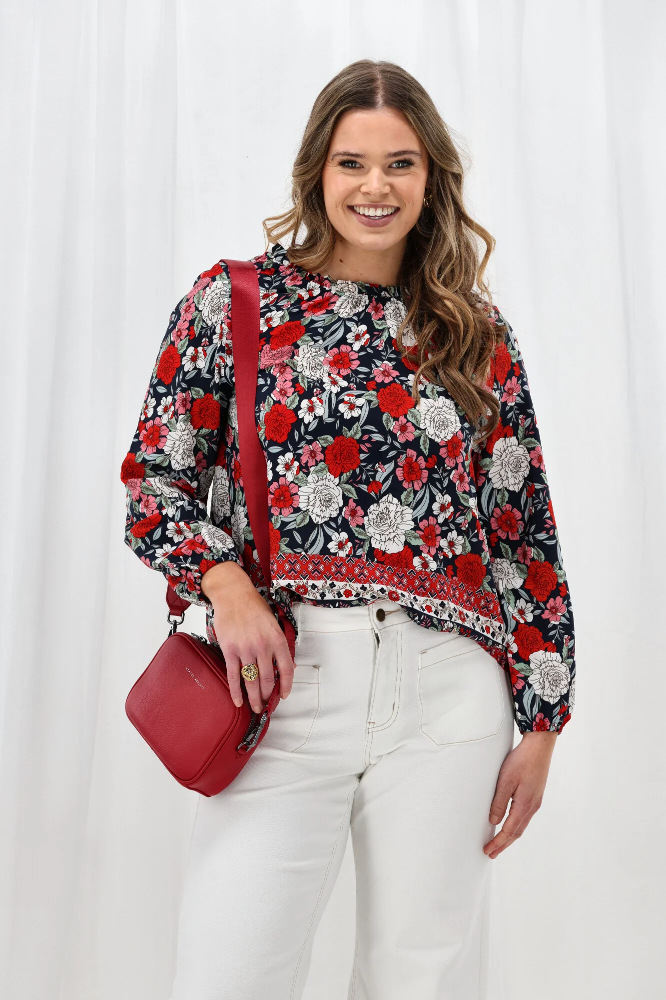 Sunday Boho Jordan Floral Top Navy - Image 2