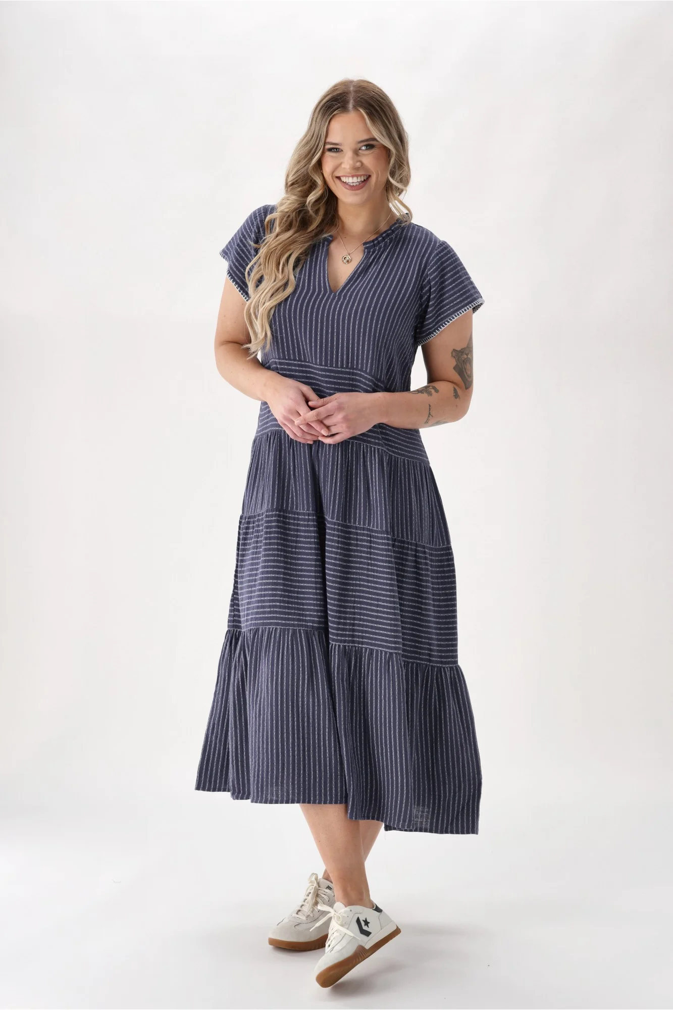 Sunday Boho Josie Dress Navy Stripe - Image 3