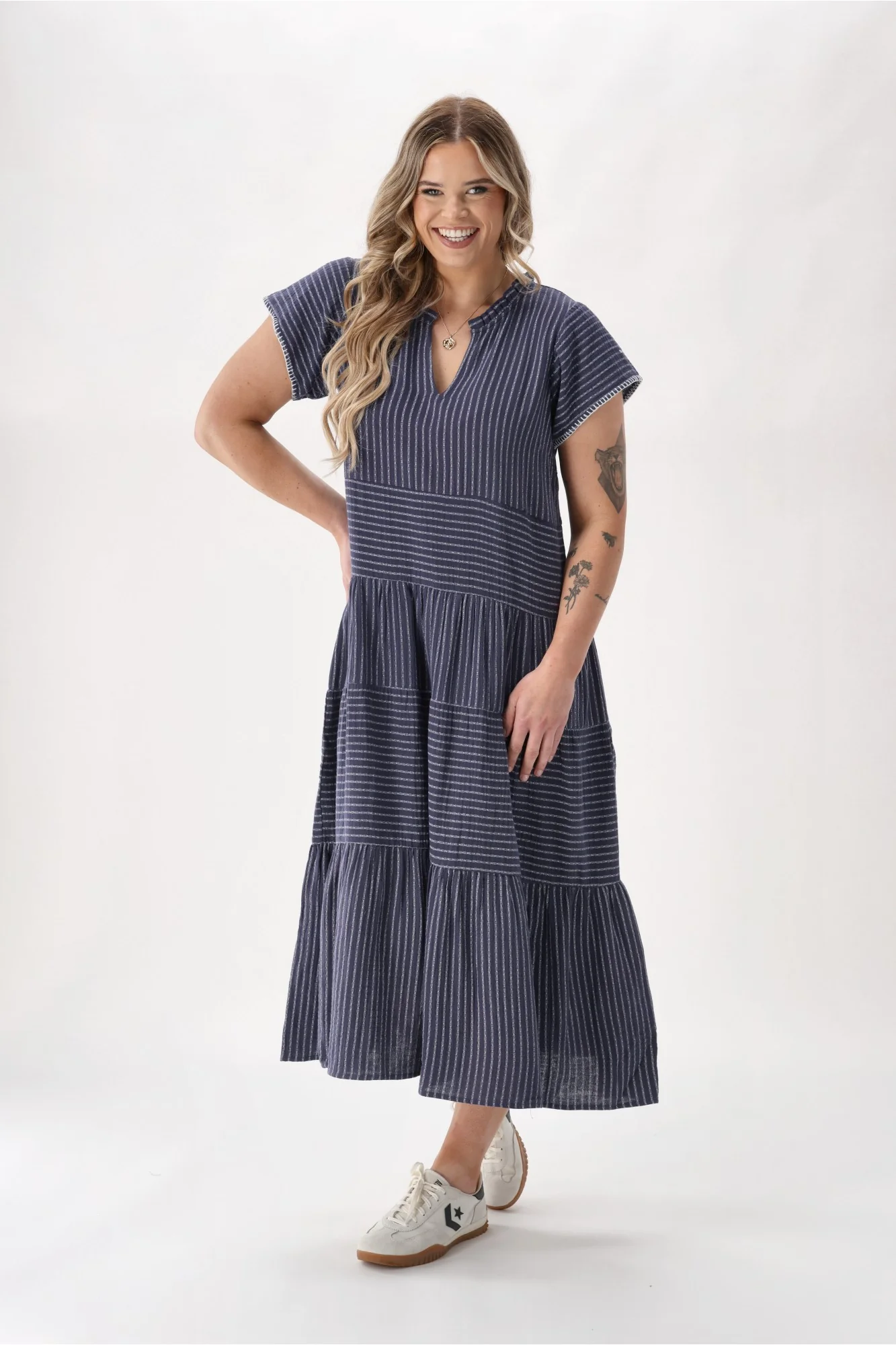 Sunday Boho Josie Dress Navy Stripe - Image 4