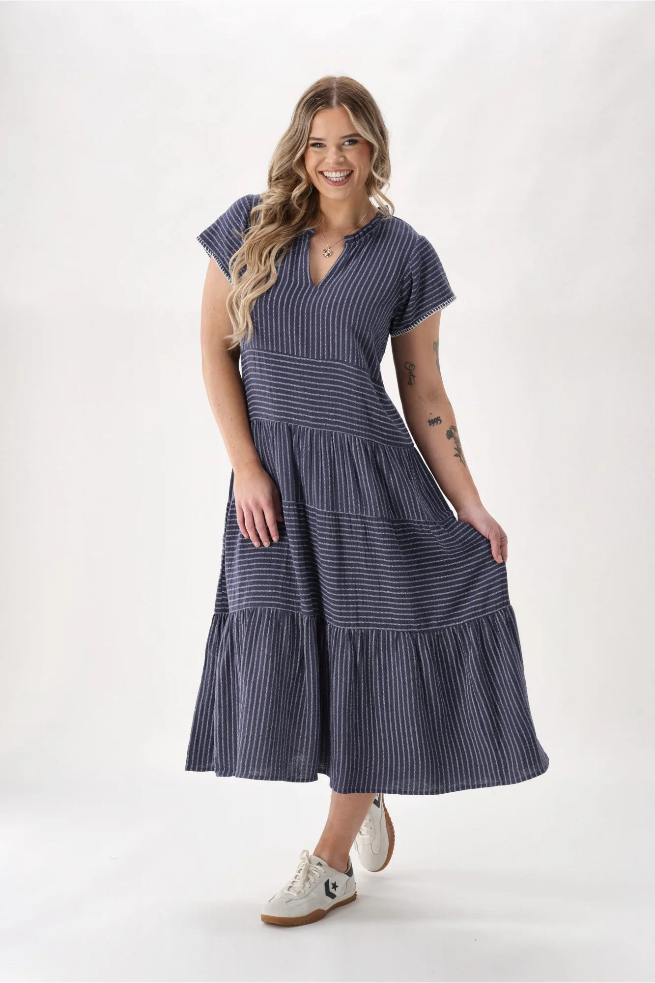 Sunday Boho Josie Dress Navy Stripe - Image 5