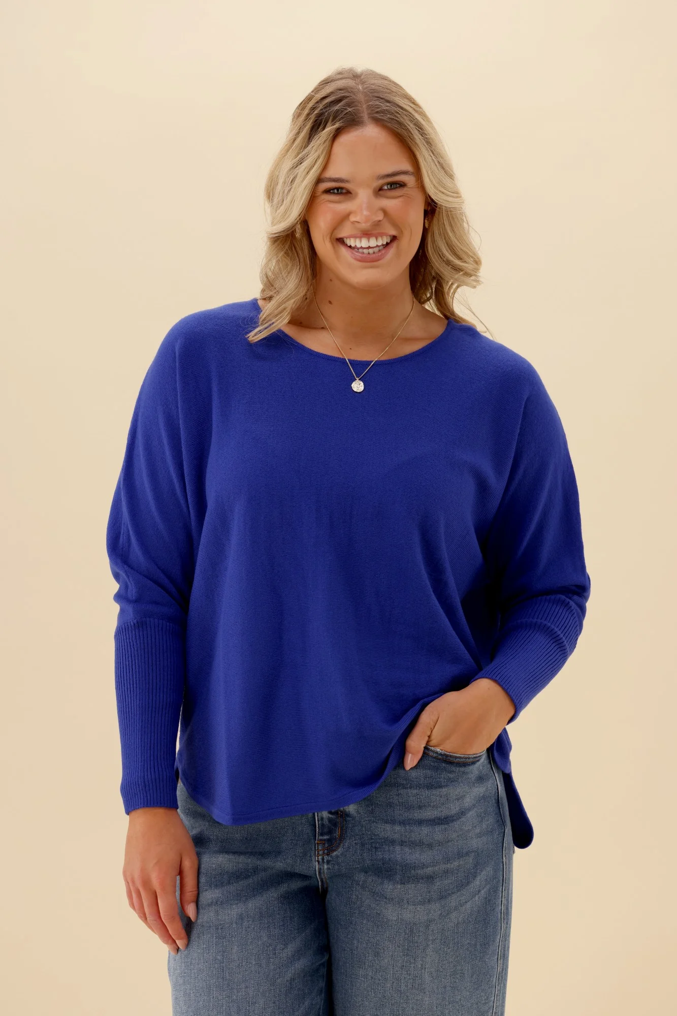 Sunday Boho Louis Knit Top Cobalt Blue