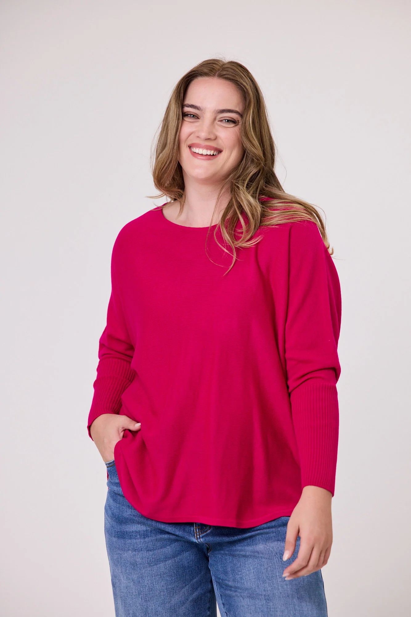 Sunday Boho Louis Knit Top Fuchsia Pink - Image 2