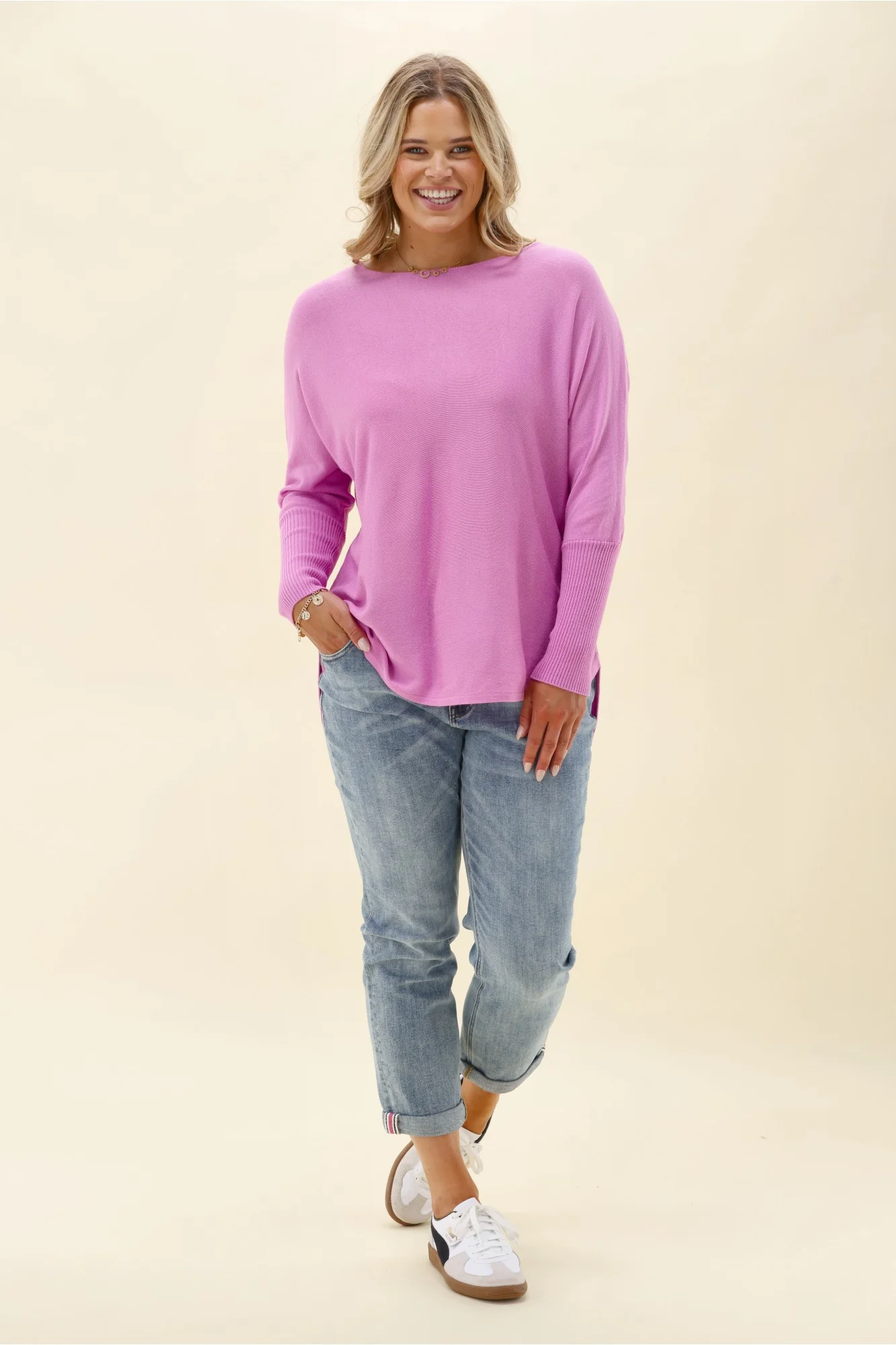 Sunday Boho Louis Knit Top Lilac Pink - Image 4