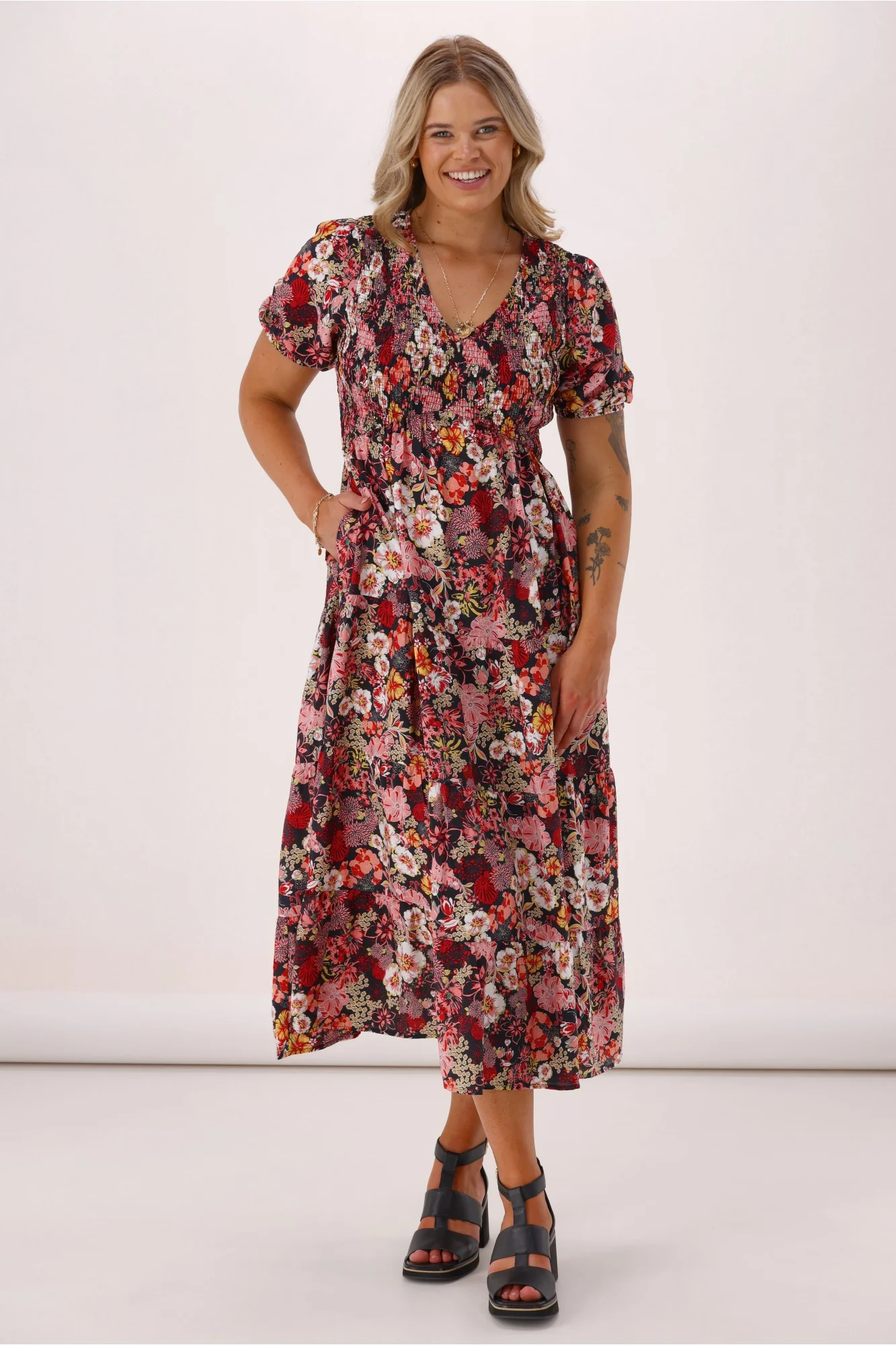 Sunday Boho Mary Midi Dress Black - Image 3