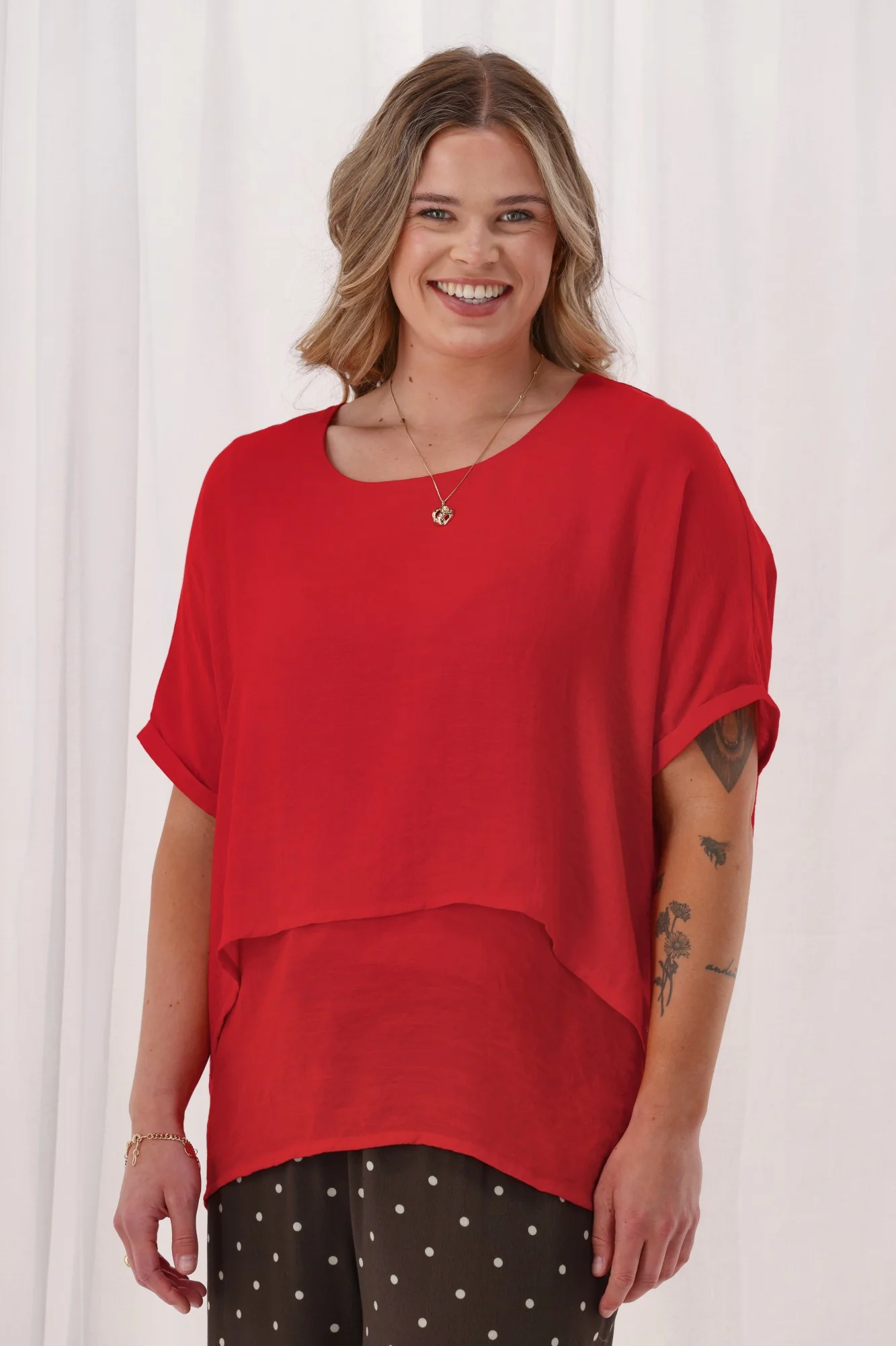 Sunday Boho Nova Layered Top Poppy Red - Image 2
