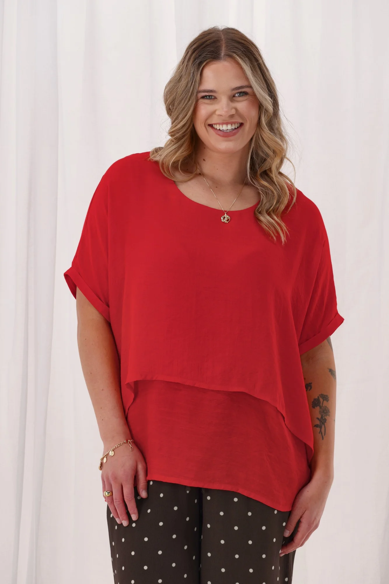 Sunday Boho Nova Layered Top Poppy Red - Image 4