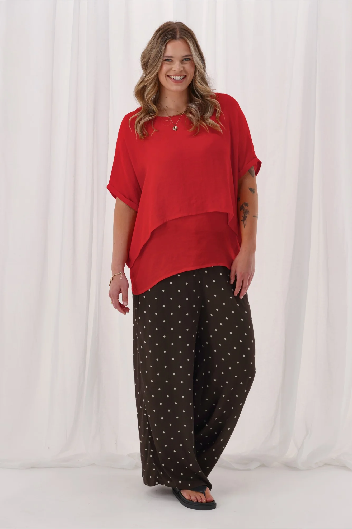 Sunday Boho Nova Layered Top Poppy Red - Image 5