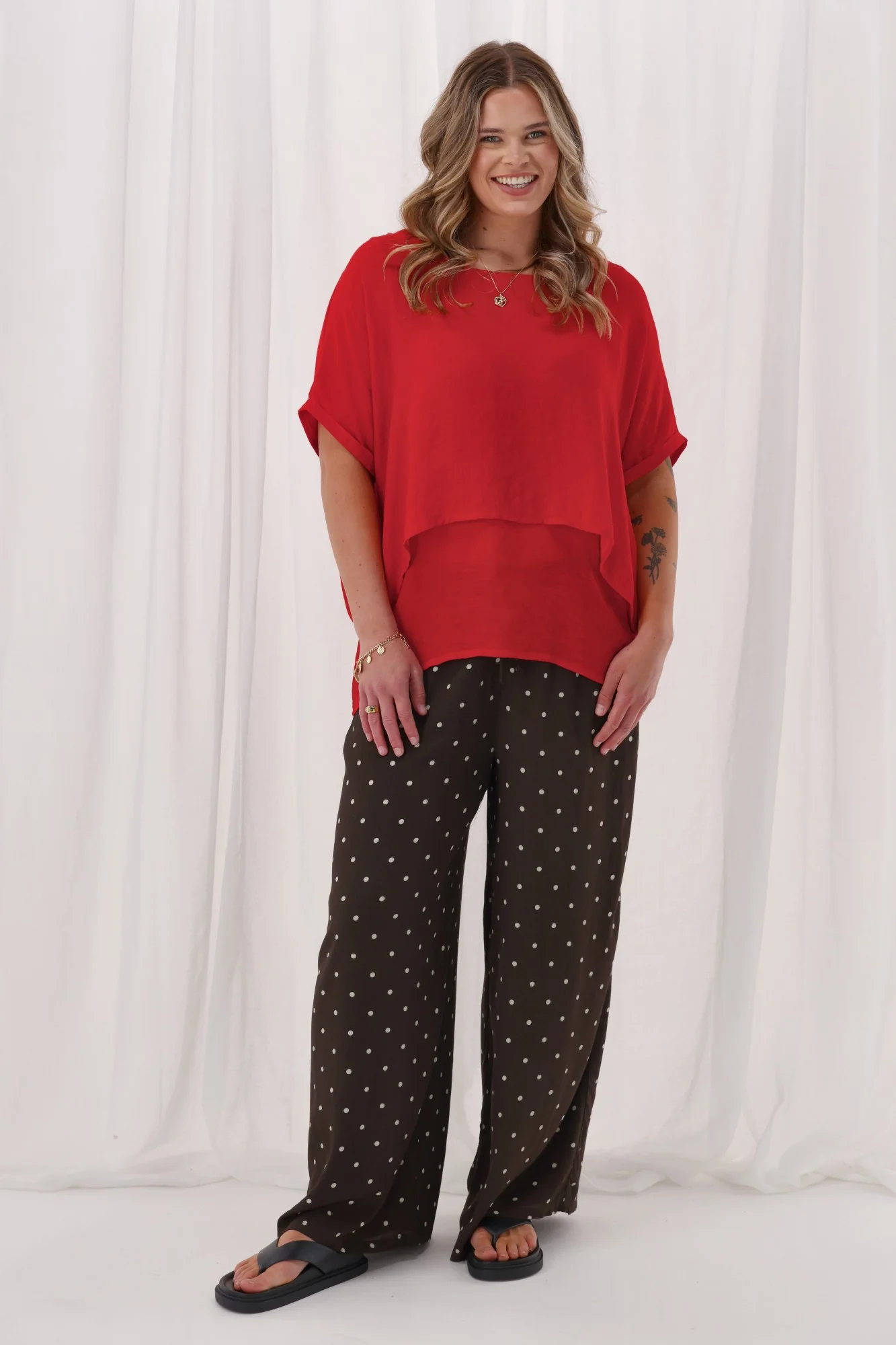 Sunday Boho Nova Layered Top Poppy Red - Image 7
