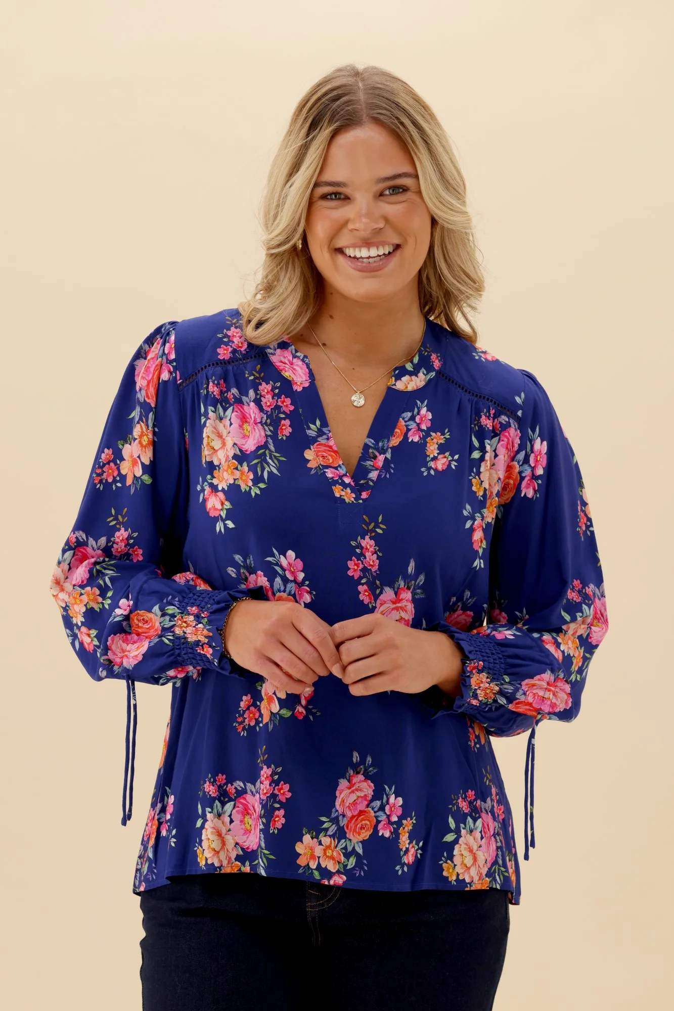 Sunday Boho Quintelle Top Paisley Print Blue