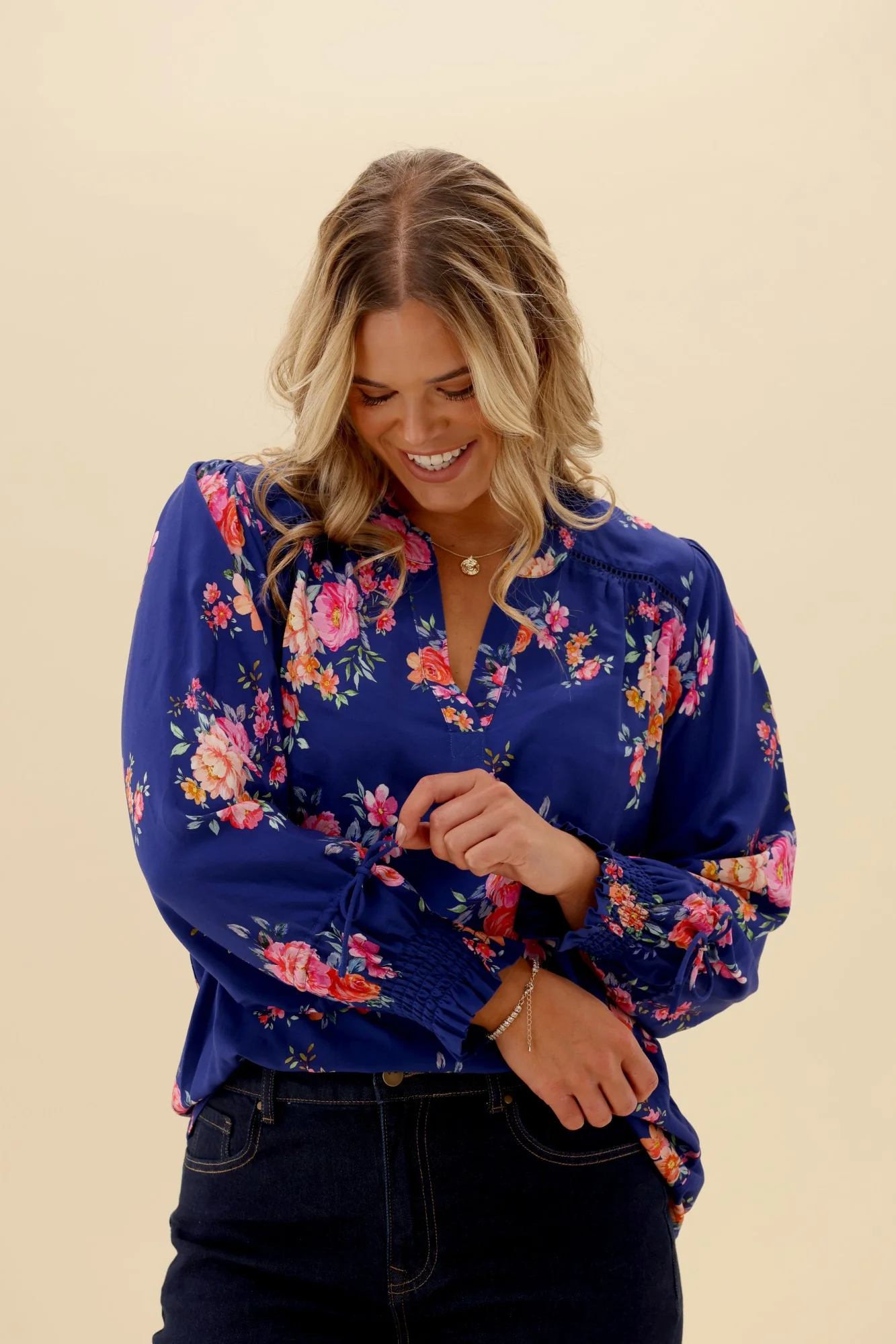 Sunday Boho Quintelle Top Paisley Print Blue - Image 2