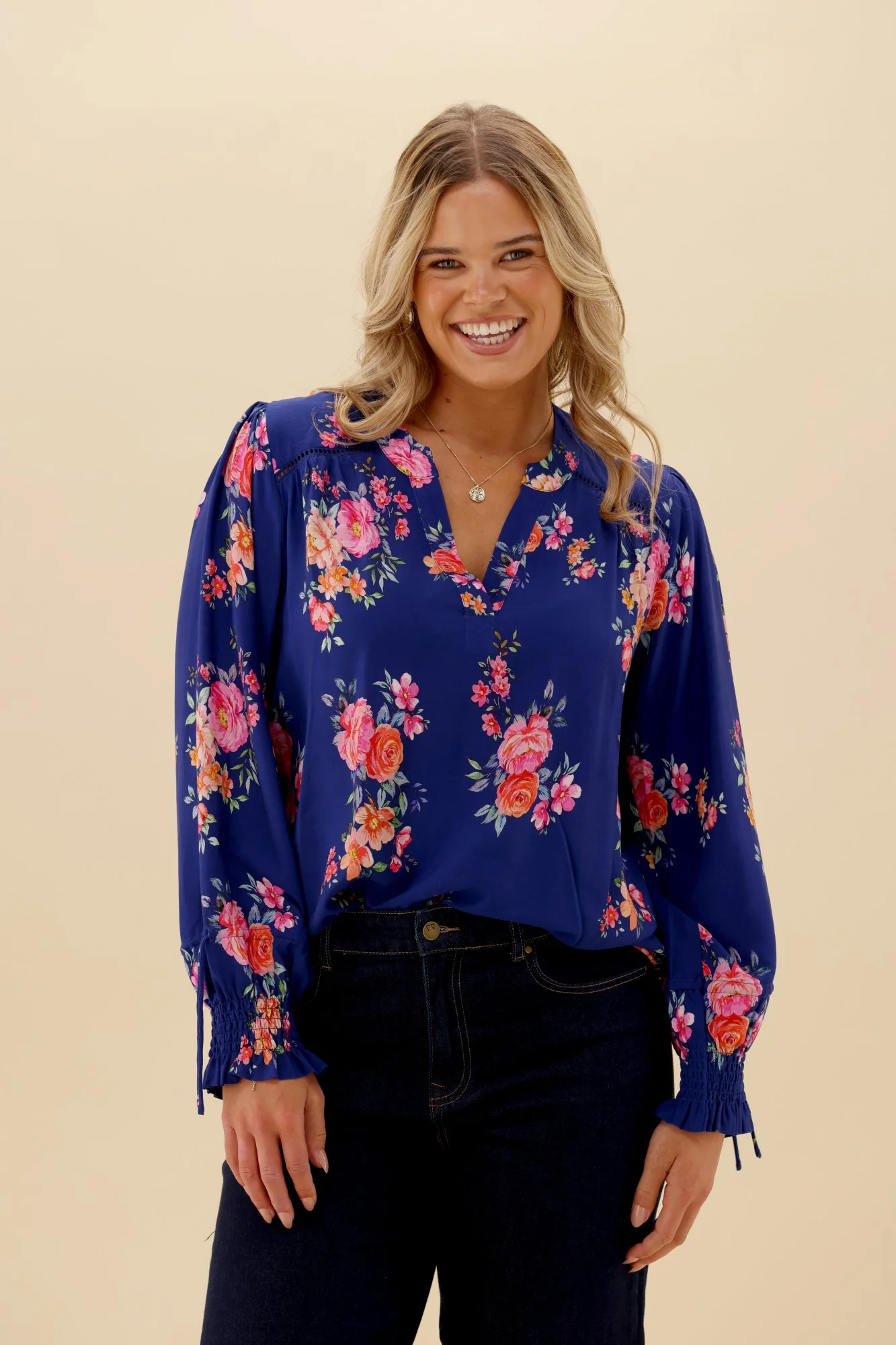 Sunday Boho Quintelle Top Paisley Print Blue - Image 6