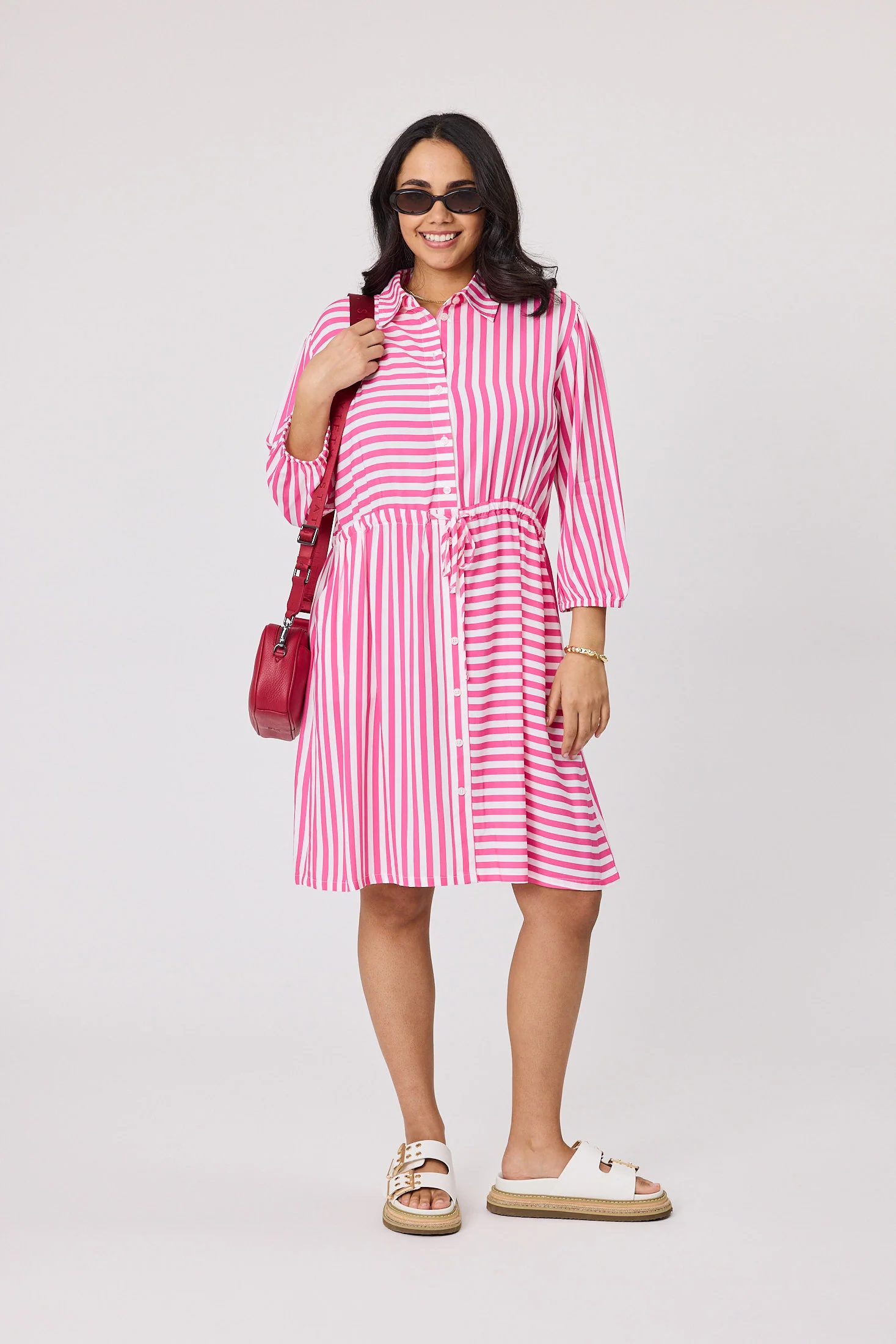 Sunday Boho Reece Stripe Dress Pink