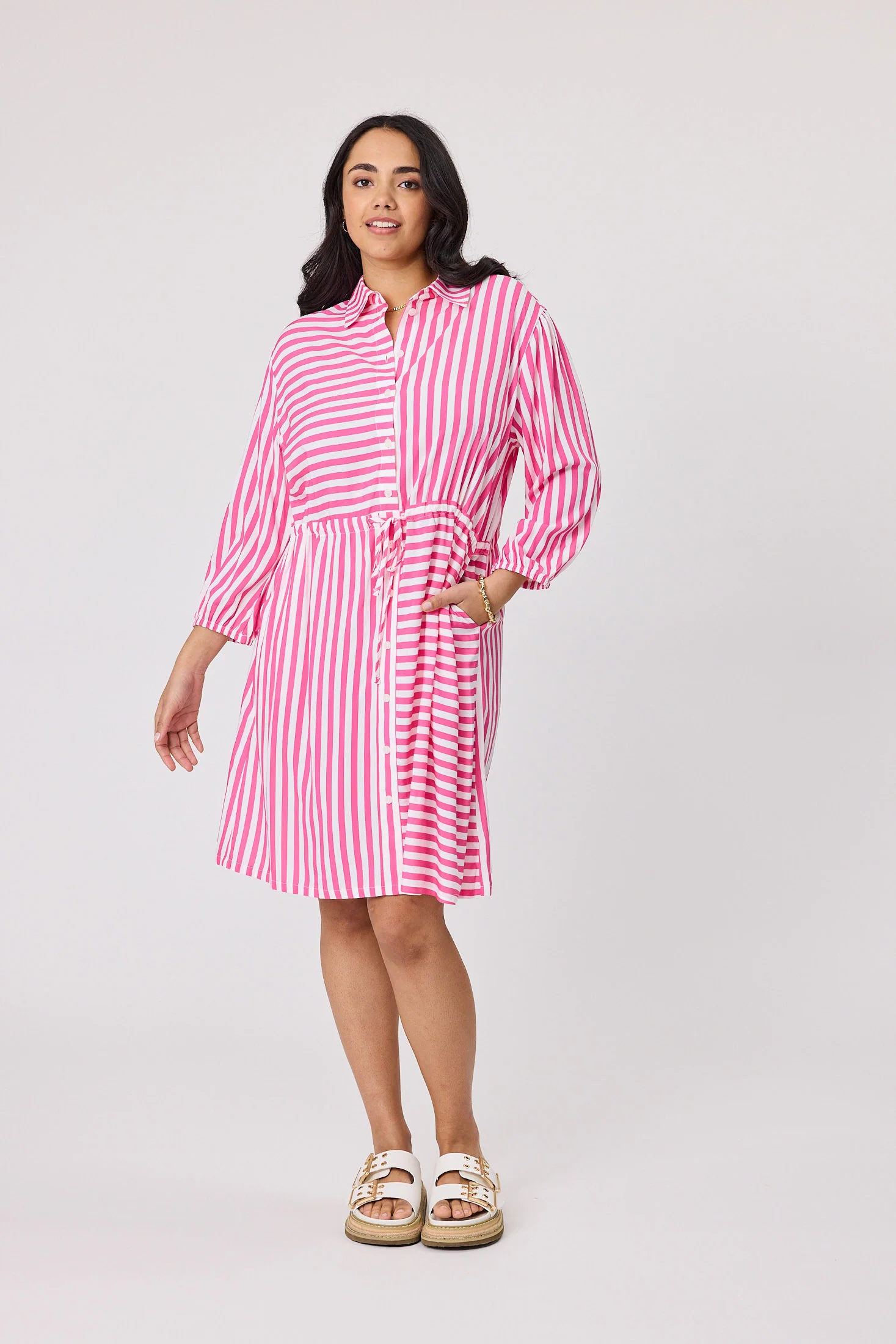 Sunday Boho Reece Stripe Dress Pink - Image 2