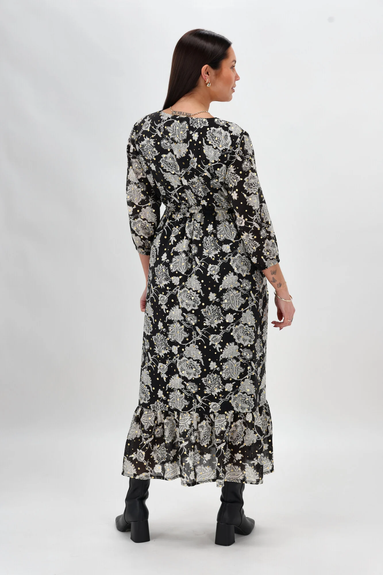 Sunday Boho Rochelle Midi Dress Print Black - Image 8