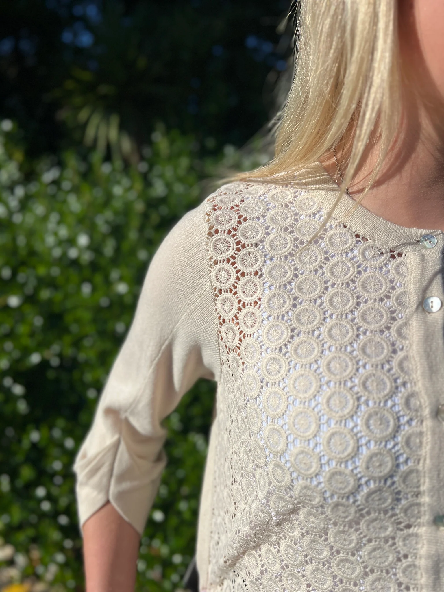 Sunday Boho Salma Lace Cardigan Natural - Image 2