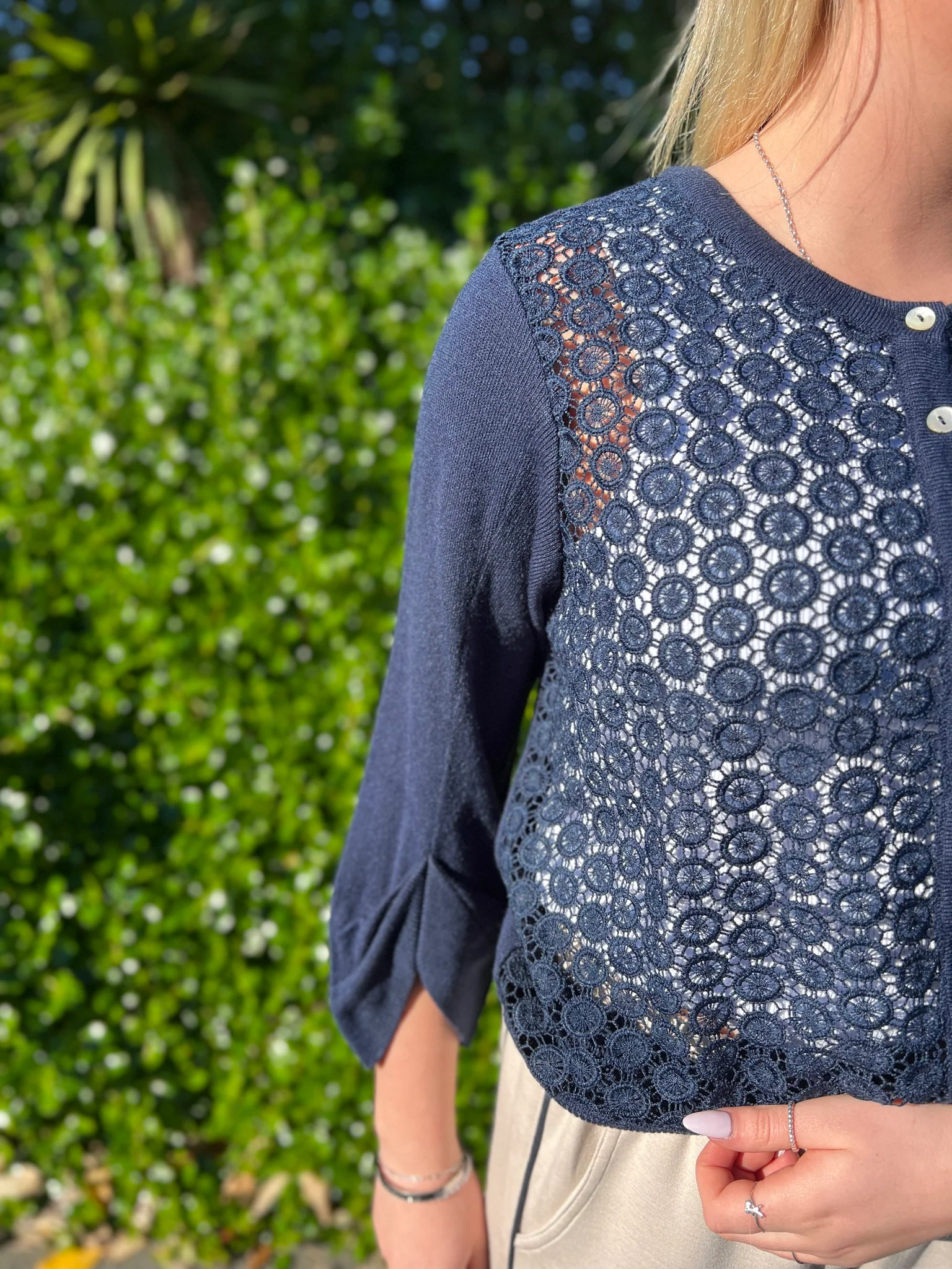 Sunday Boho Salma Lace Cardigan Navy - Image 2