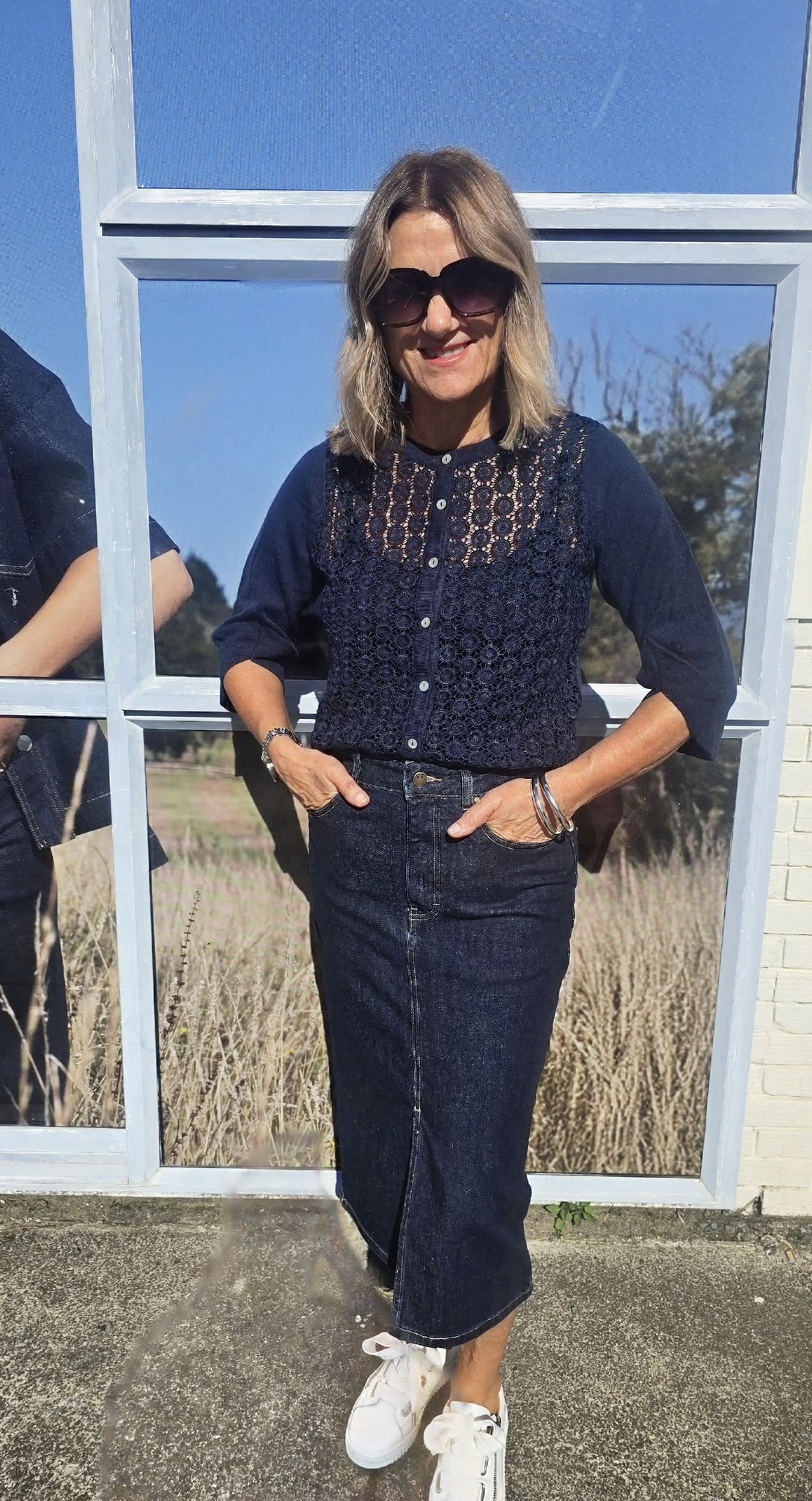 Sunday Boho Salma Lace Cardigan Navy - Image 3
