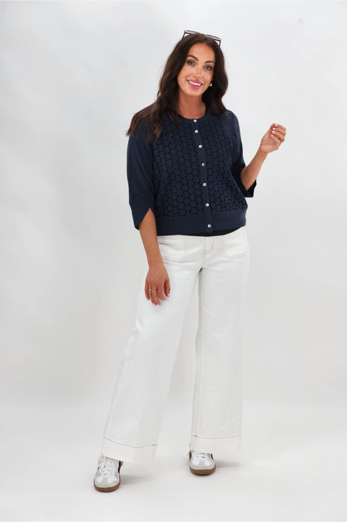 Sunday Boho Salma Lace Cardigan Navy - Image 4