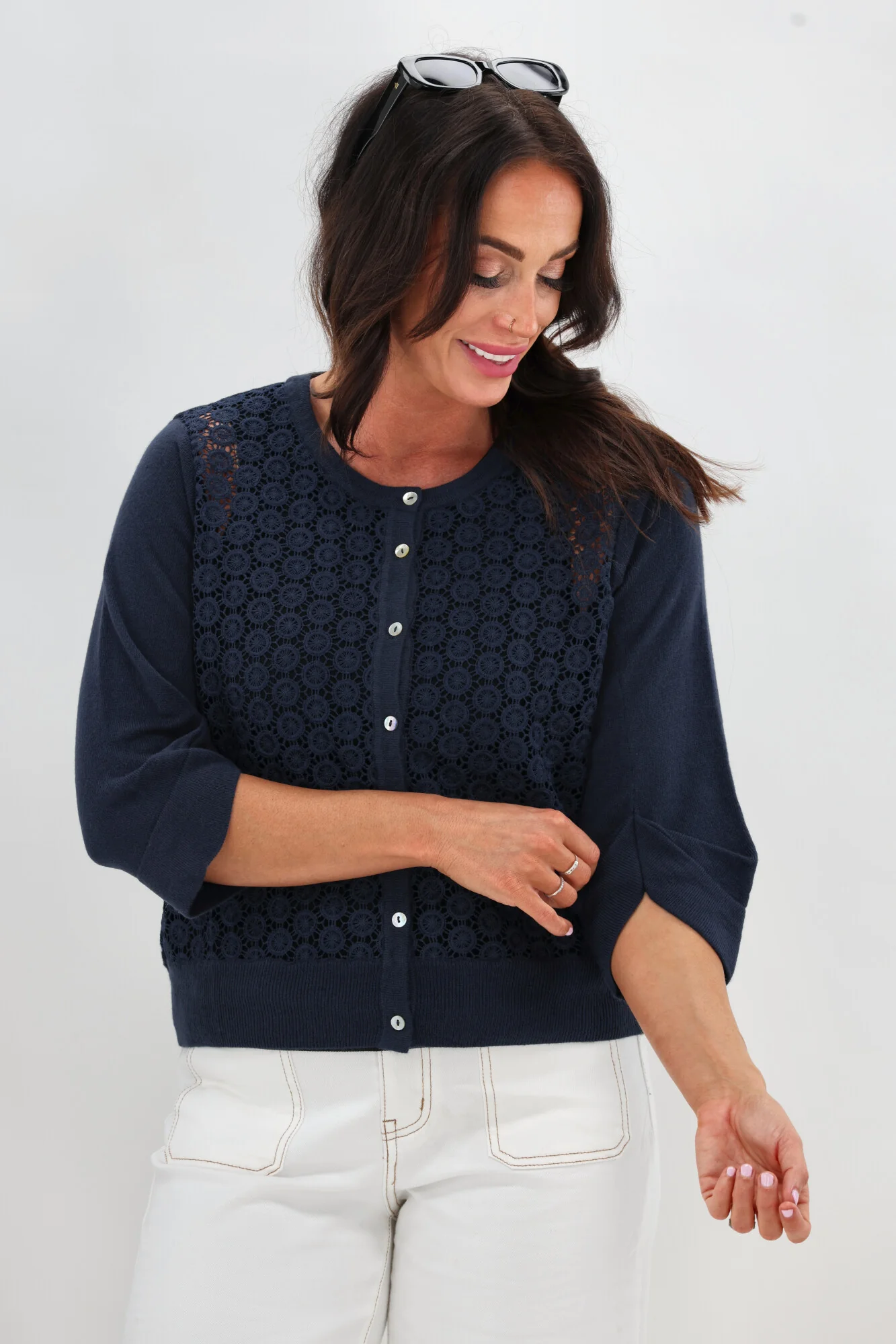 Sunday Boho Salma Lace Cardigan Navy - Image 5