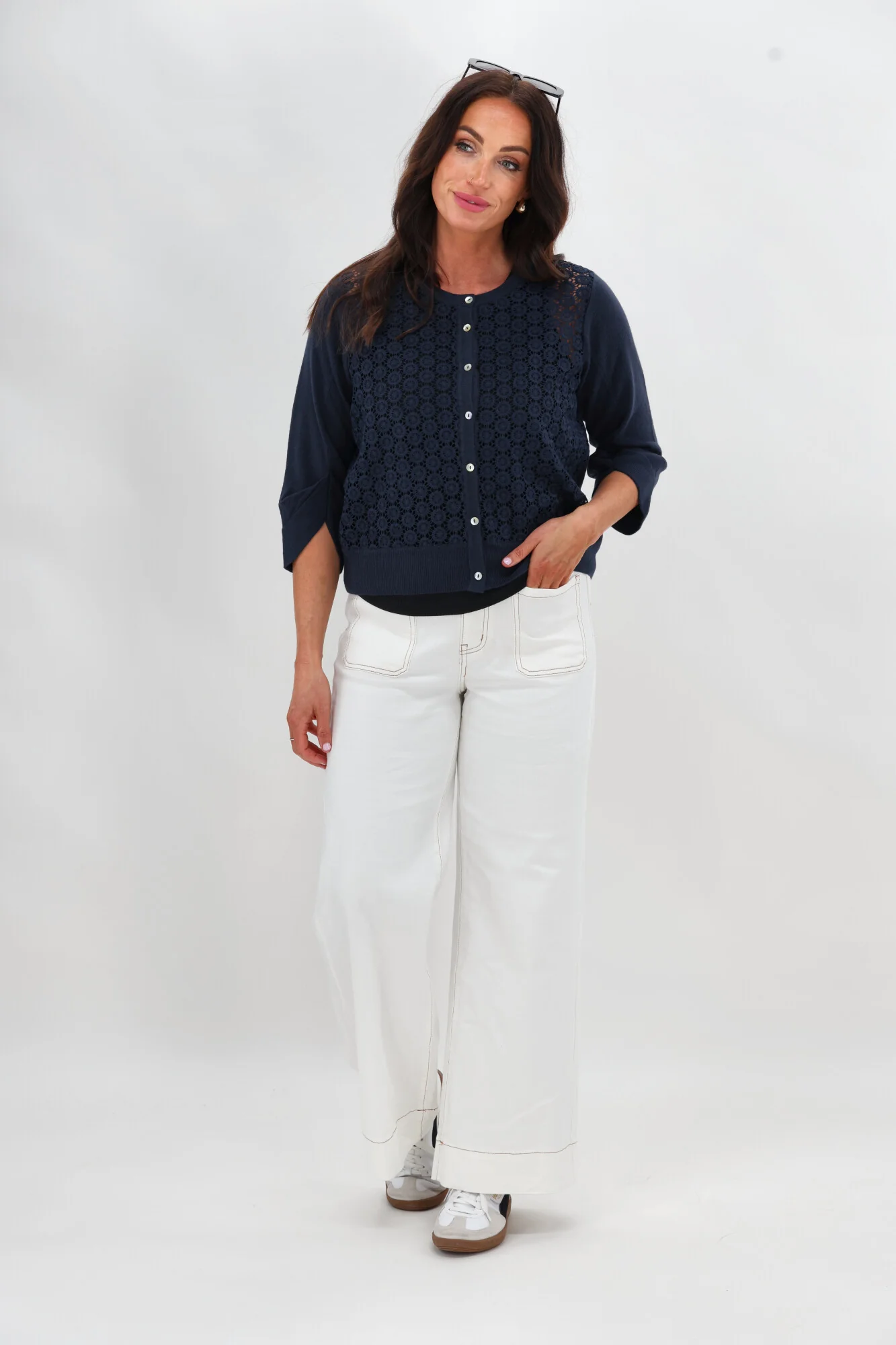 Sunday Boho Salma Lace Cardigan Navy - Image 6