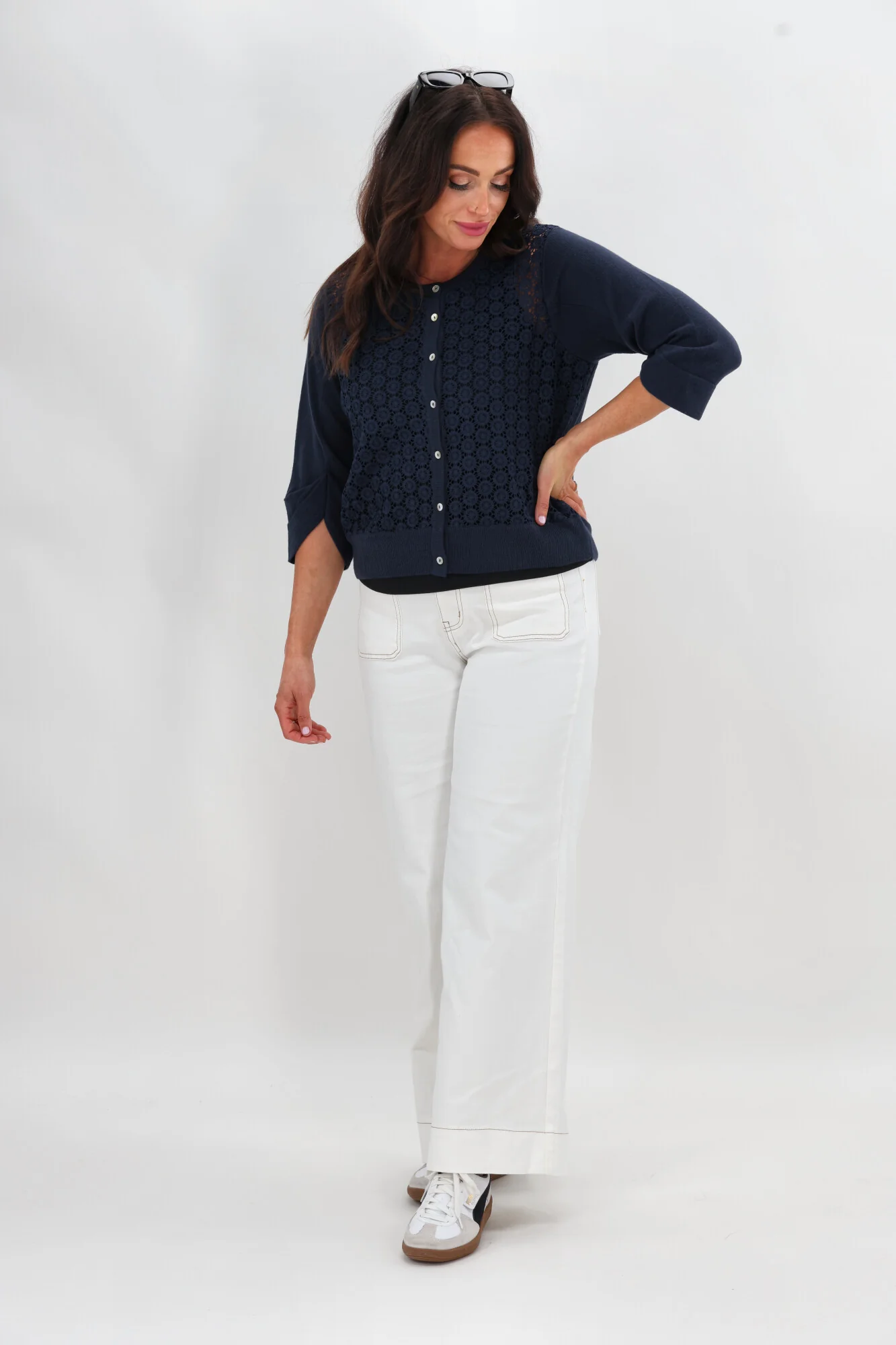 Sunday Boho Salma Lace Cardigan Navy - Image 7