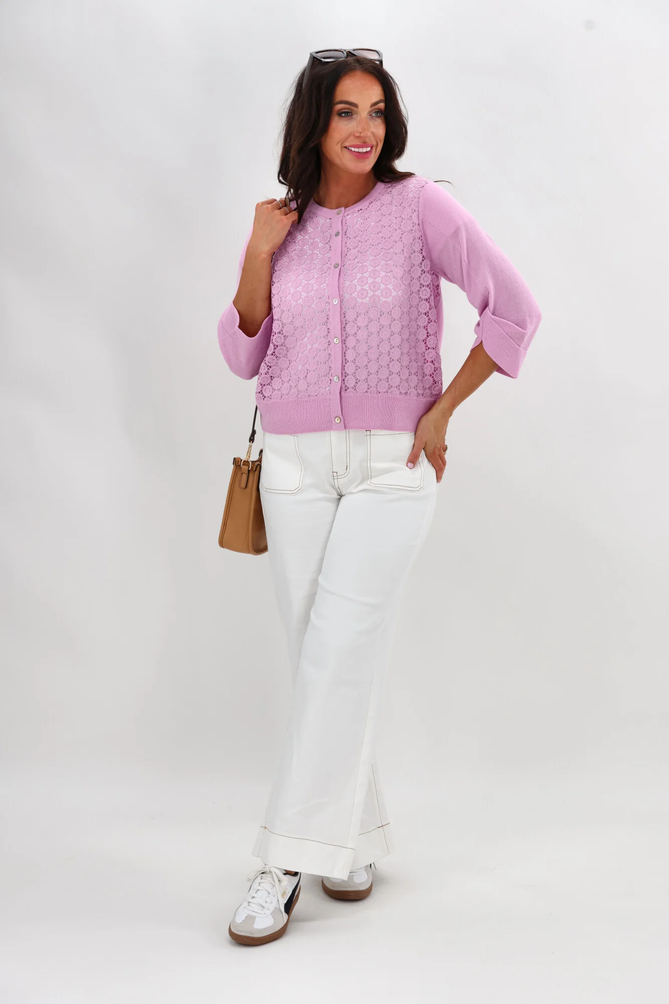 Sunday Boho Salma Lace Cardigan Pink - Image 3