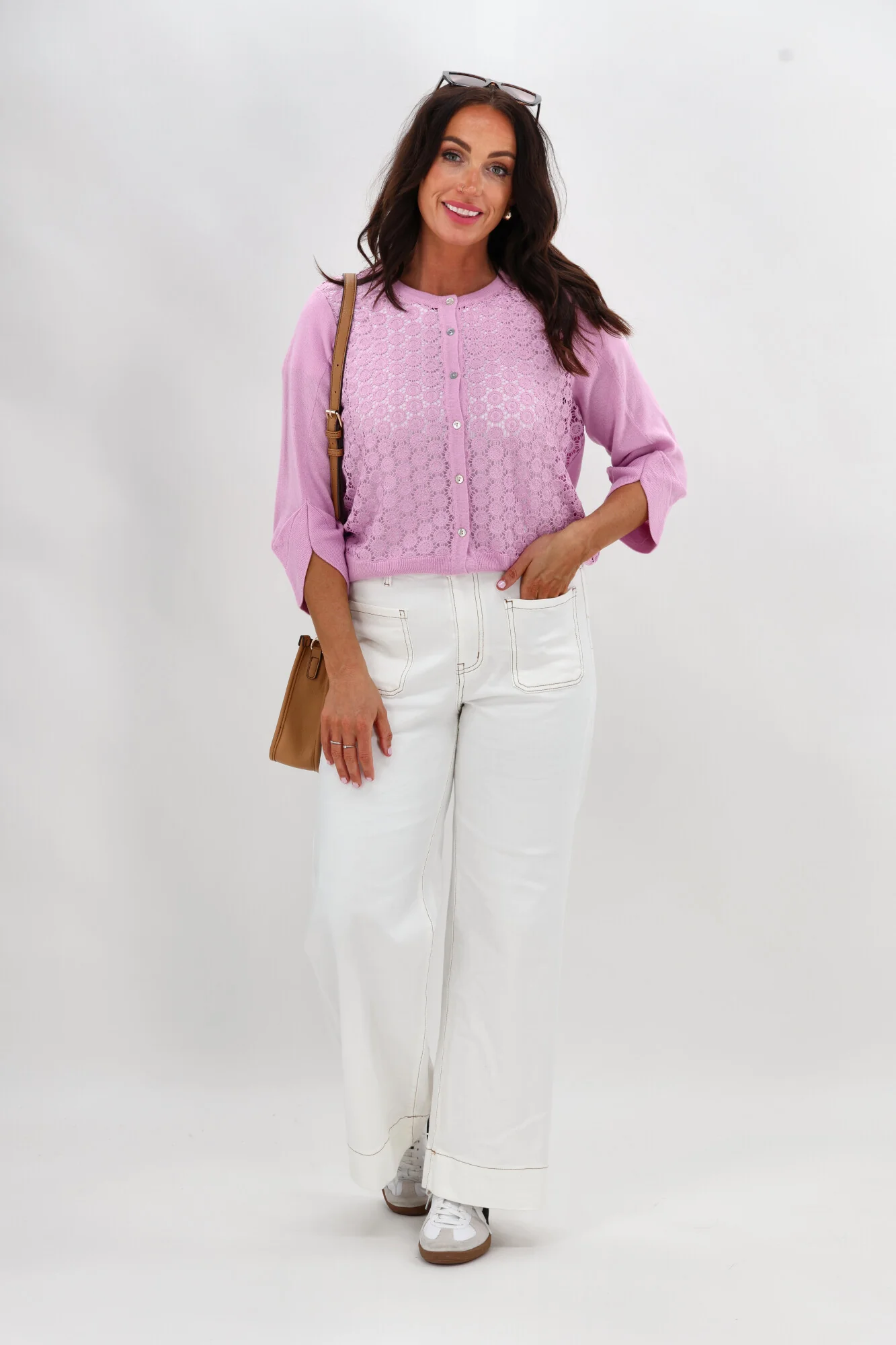Sunday Boho Salma Lace Cardigan Pink - Image 4