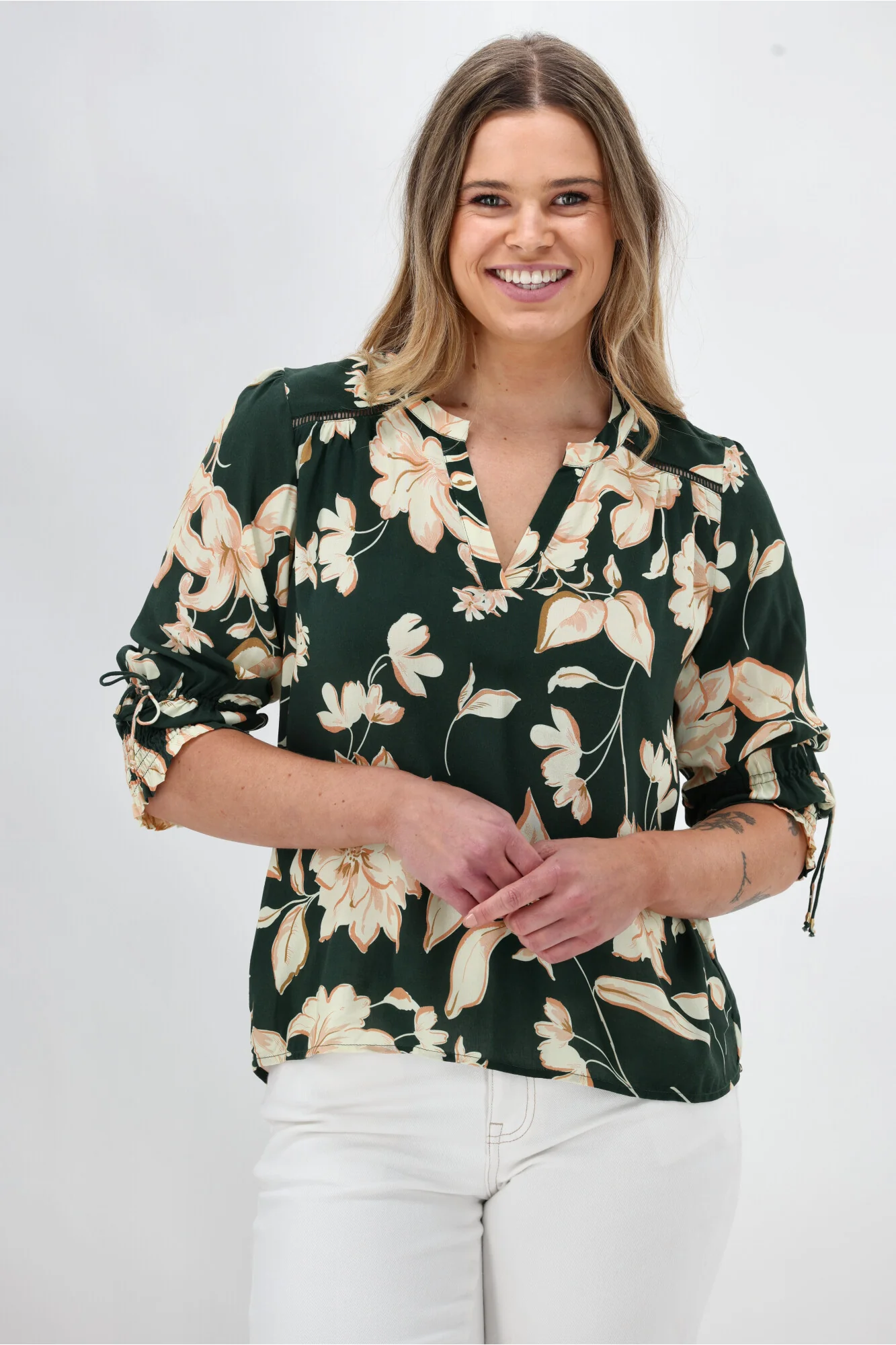 Sunday Boho Samara Top Green Floral