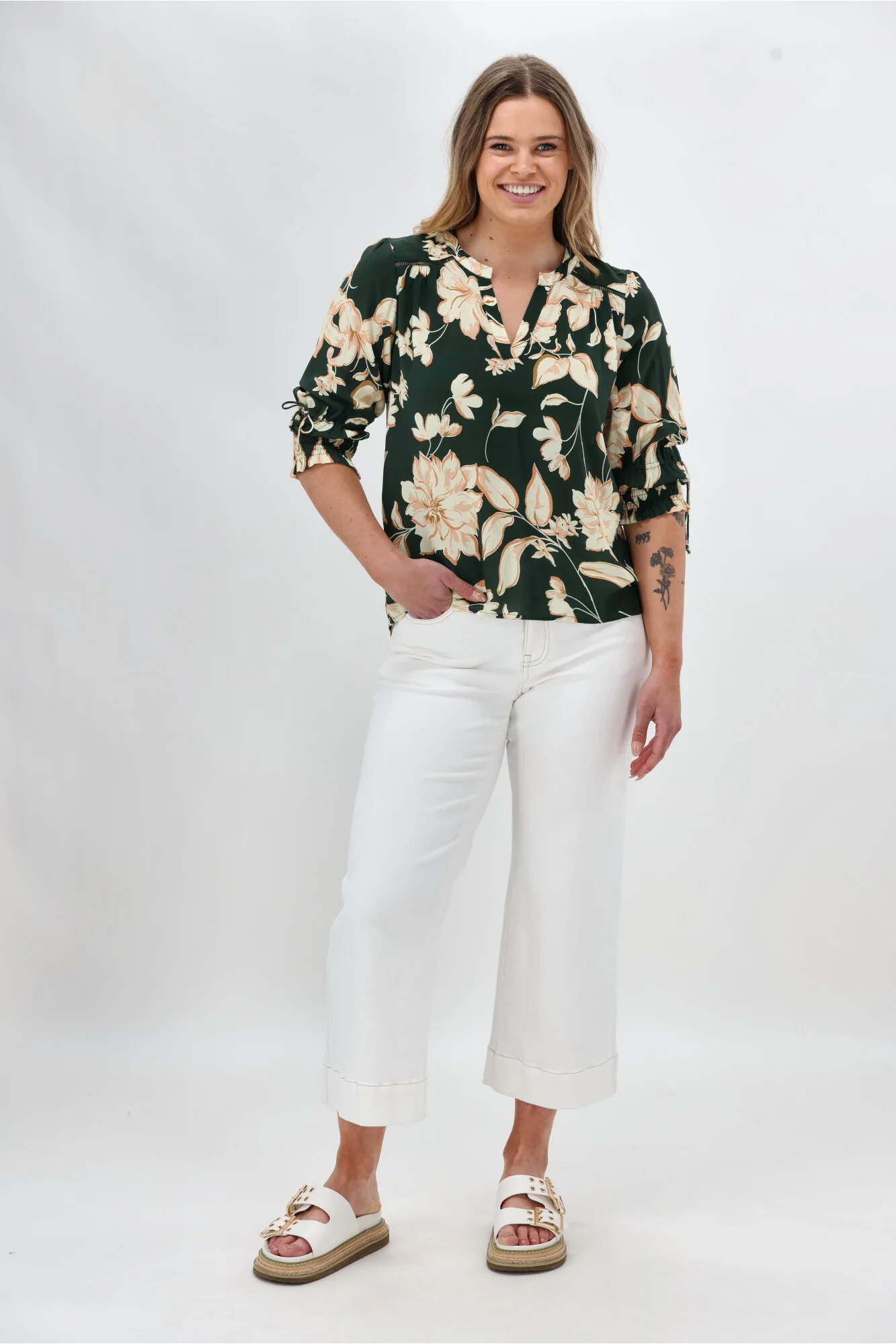 Sunday Boho Samara Top Green Floral - Image 3