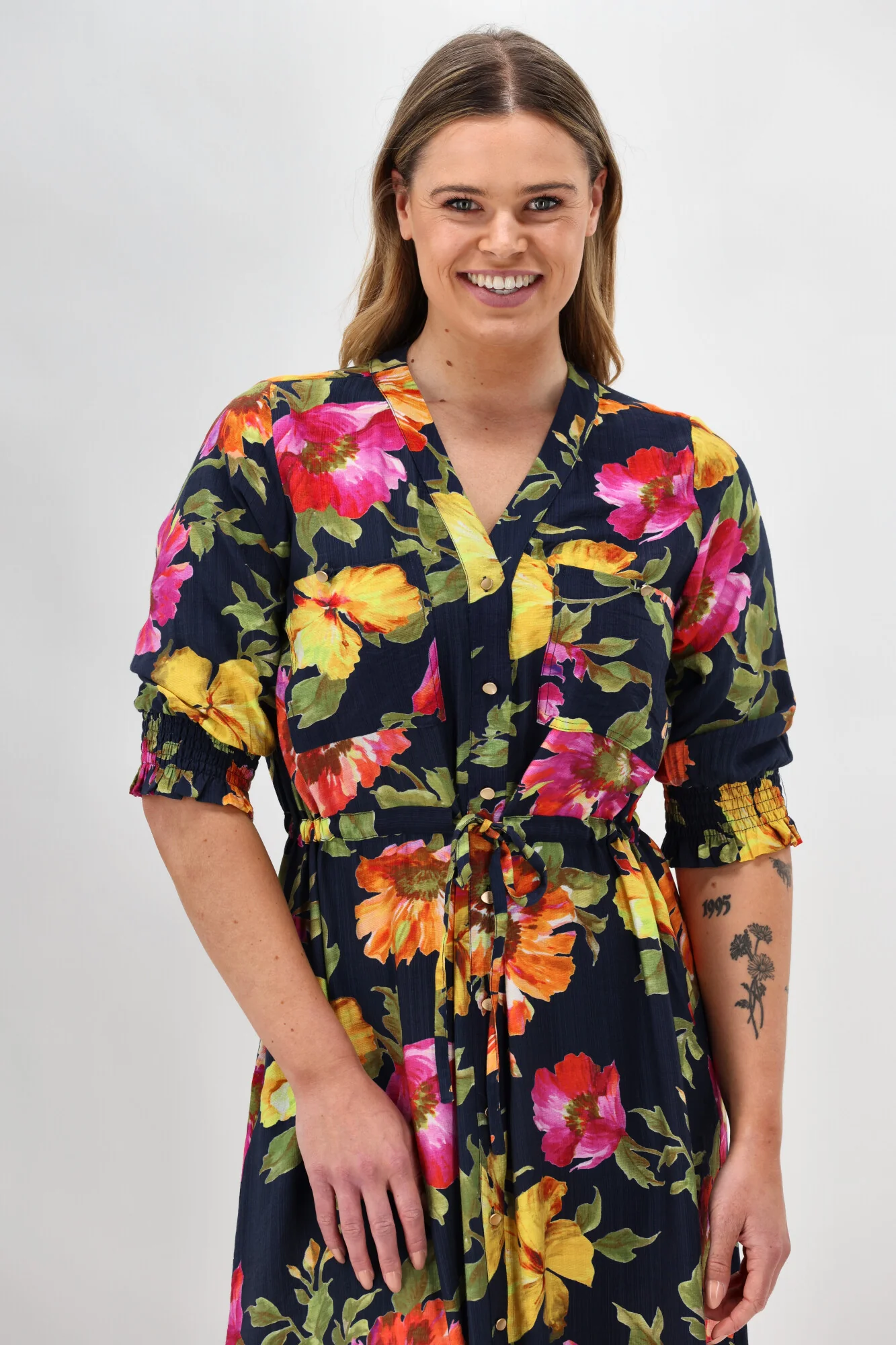 Sunday Boho St Tropez Floral Dress Navy - Image 4