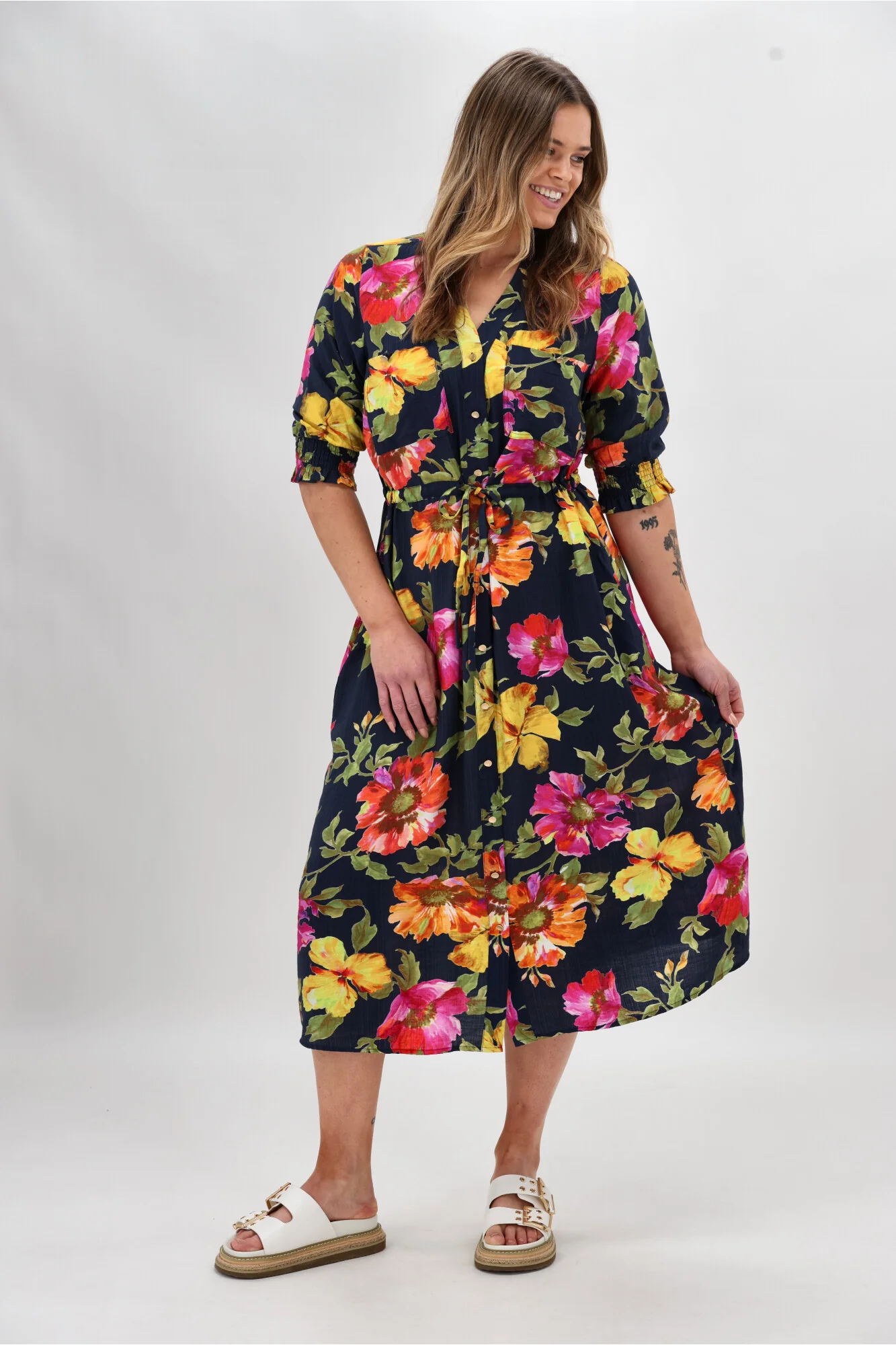 Sunday Boho St Tropez Floral Dress Navy - Image 6