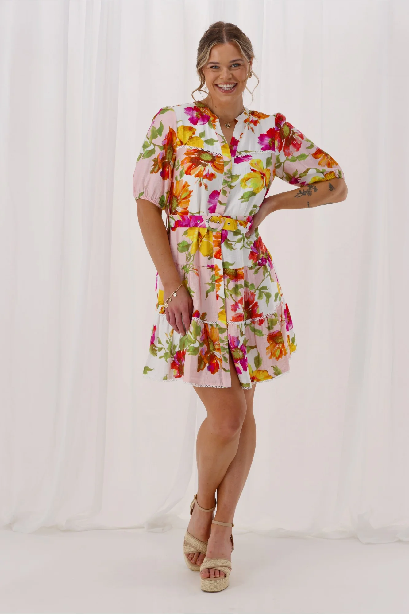 Sunday Boho St Tropez Floral Dress White - Image 6