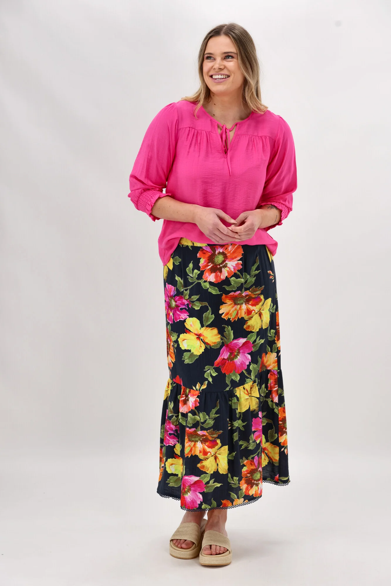 Sunday Boho St Tropez Floral Skirt Navy - Image 5