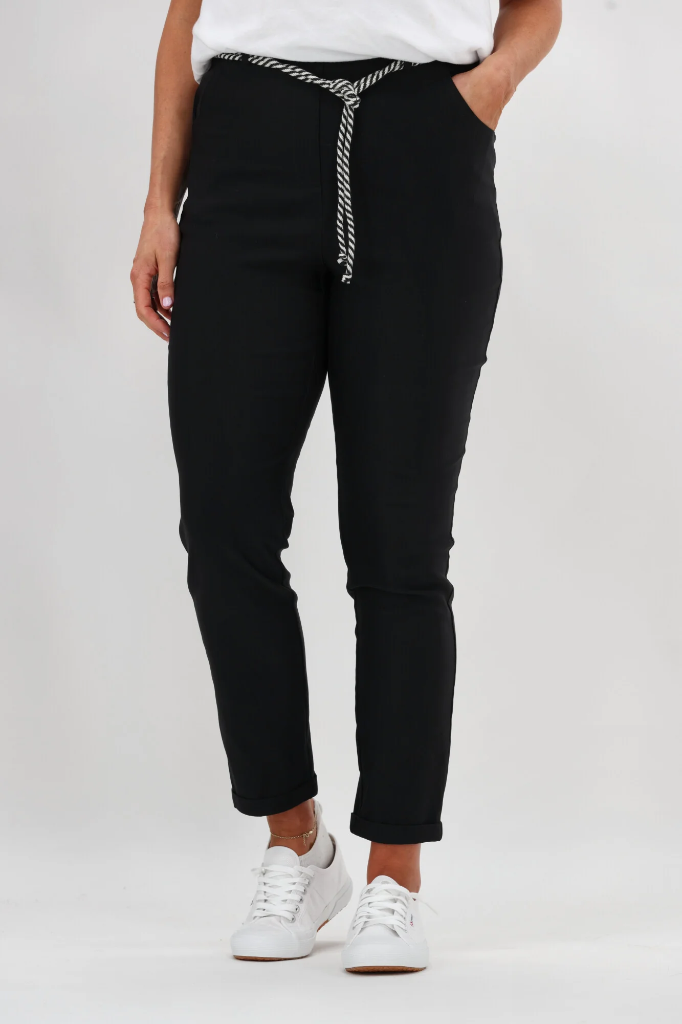 Sunday Boho Sumner Pant with Rope Tie Black - Image 2