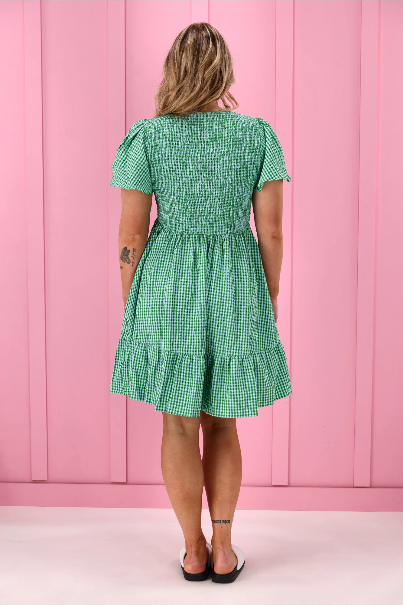 Sunday Boho Tania Dress Green Check - Image 8