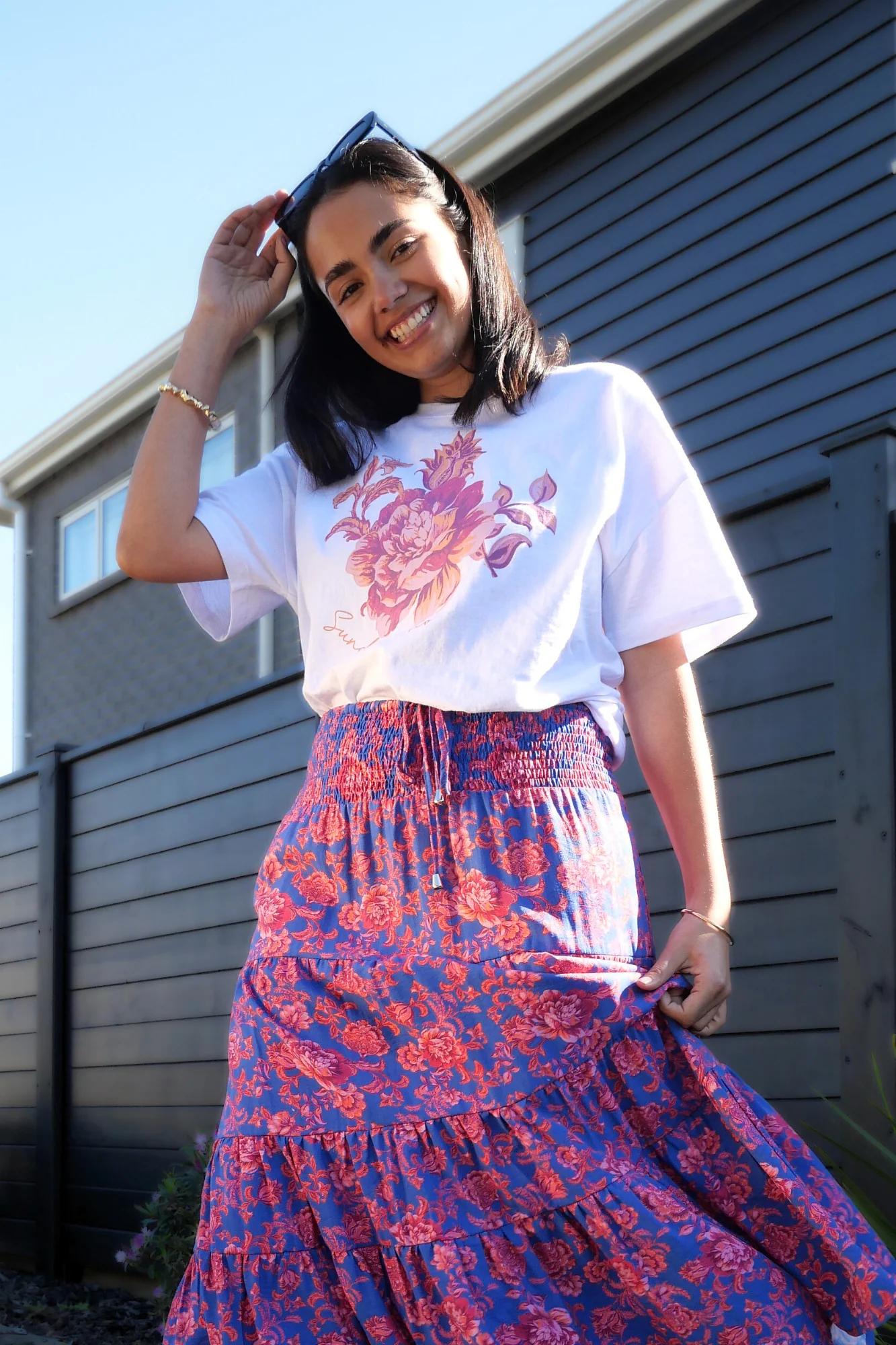 Sunday Boho Tarsia Tee White
