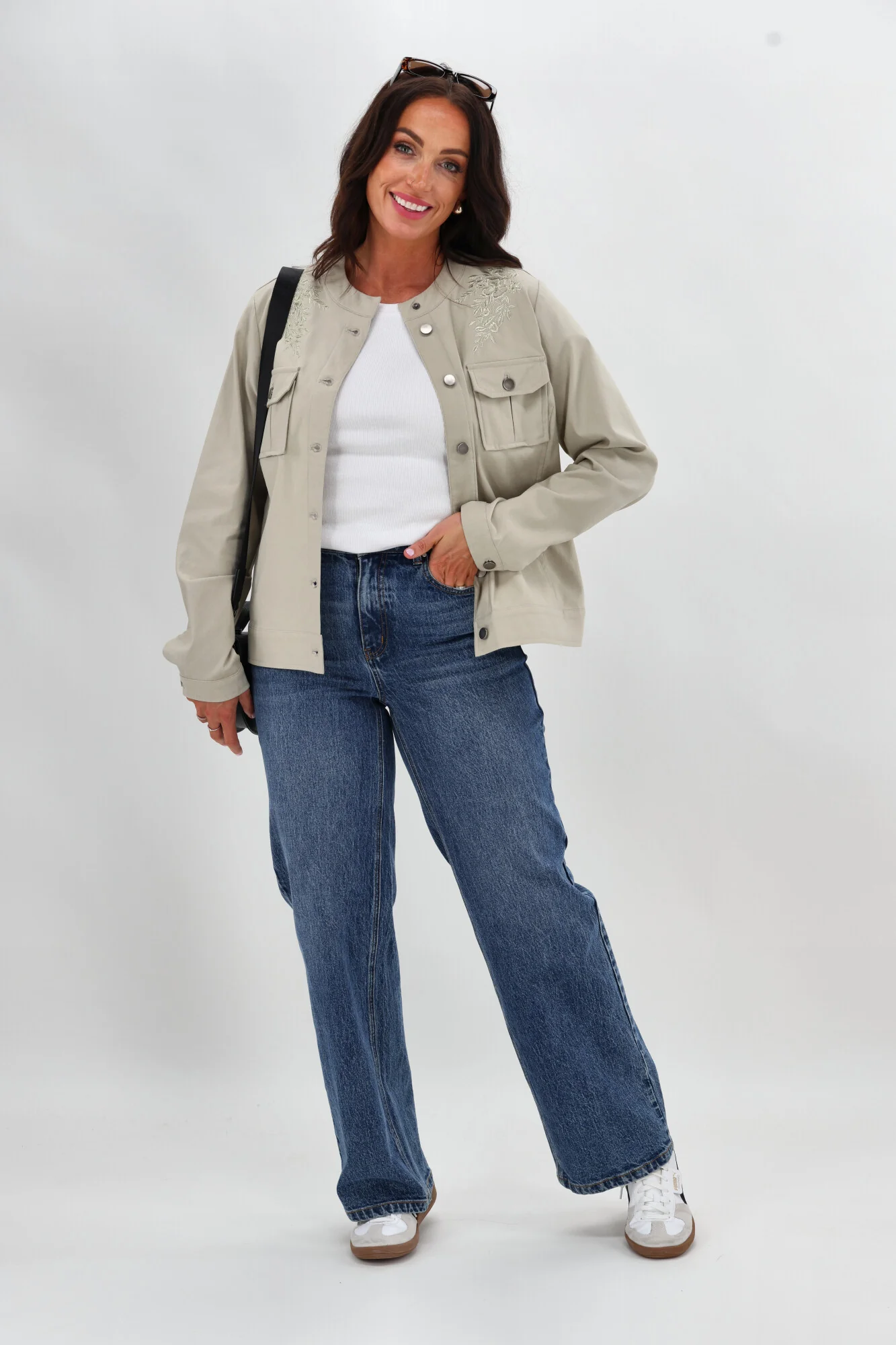 Sunday Boho Teller Embroidered Yoke Jacket Natural - Image 4