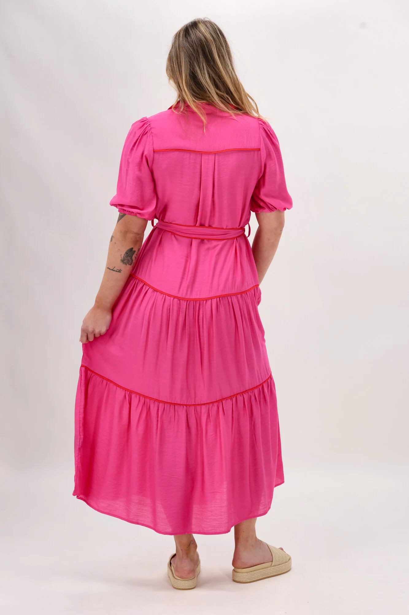 Sunday Boho Tenor Belted Shirtdress Pink - Image 6