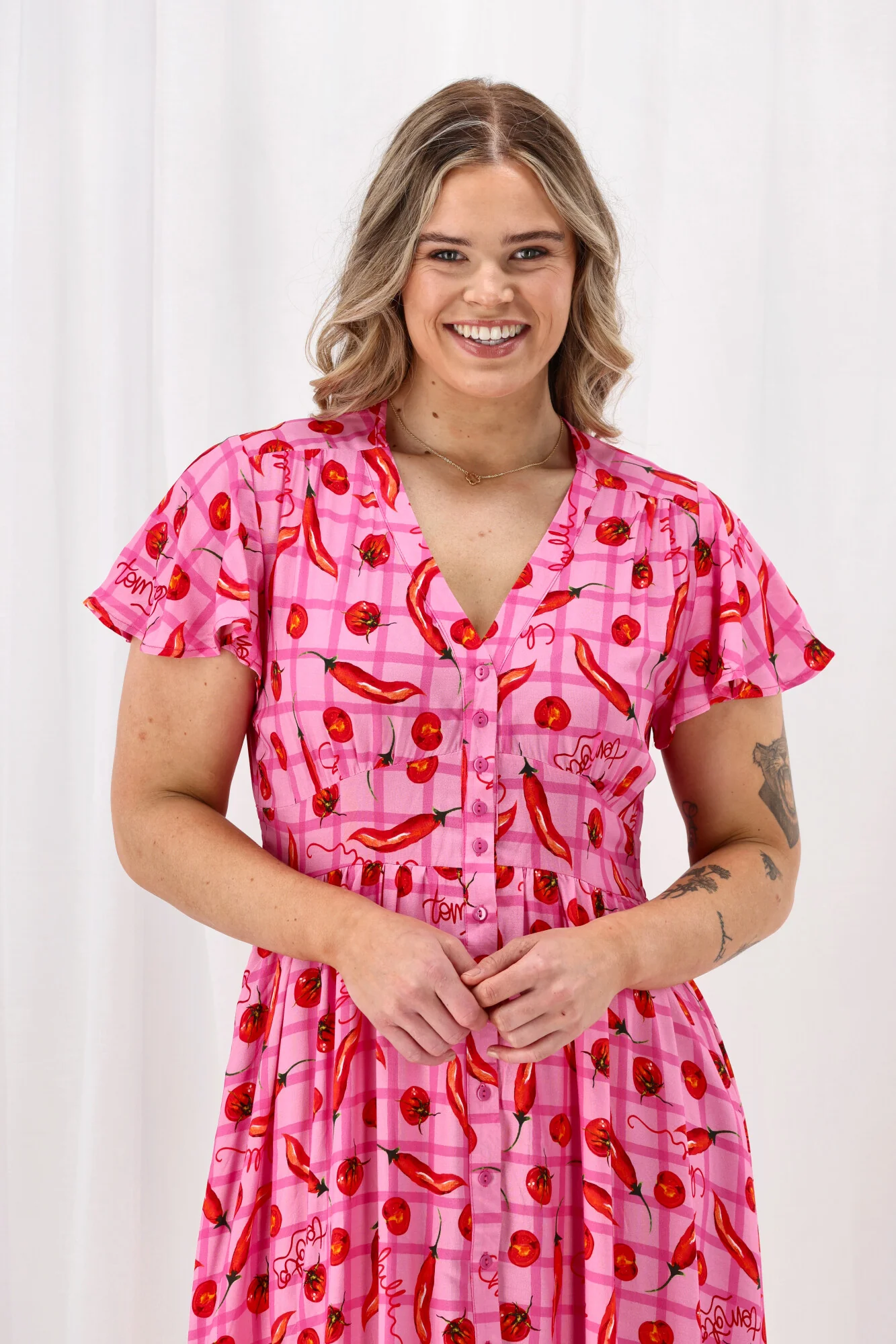 Sunday Boho Zeta Midi Dress Pink - Image 3