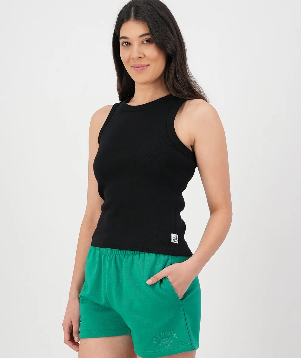 Swanndri Daisy Ribbed Singlet Black - Image 3